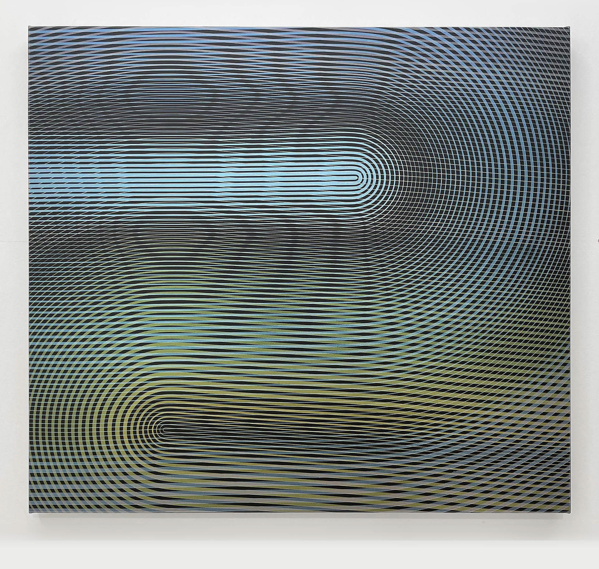 laurent galland "construction répétitive 55", 2023, acrylique sur toile, 80 x 90 cm (collection particulère).
