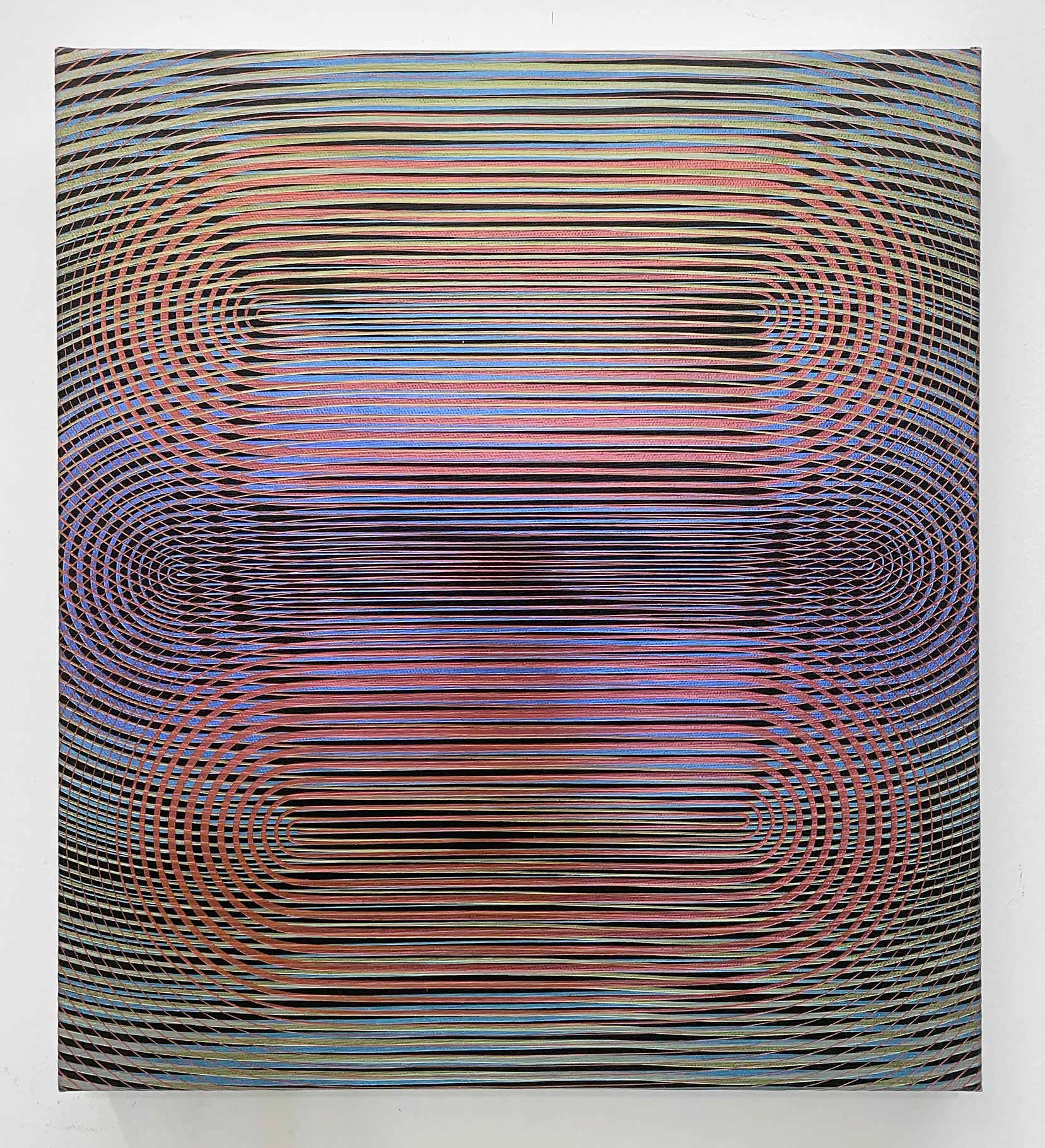 dissymétrique 6 - acryliques iridescentes sur toile - 41x 37 cm - 2024 - (collection particulière)
