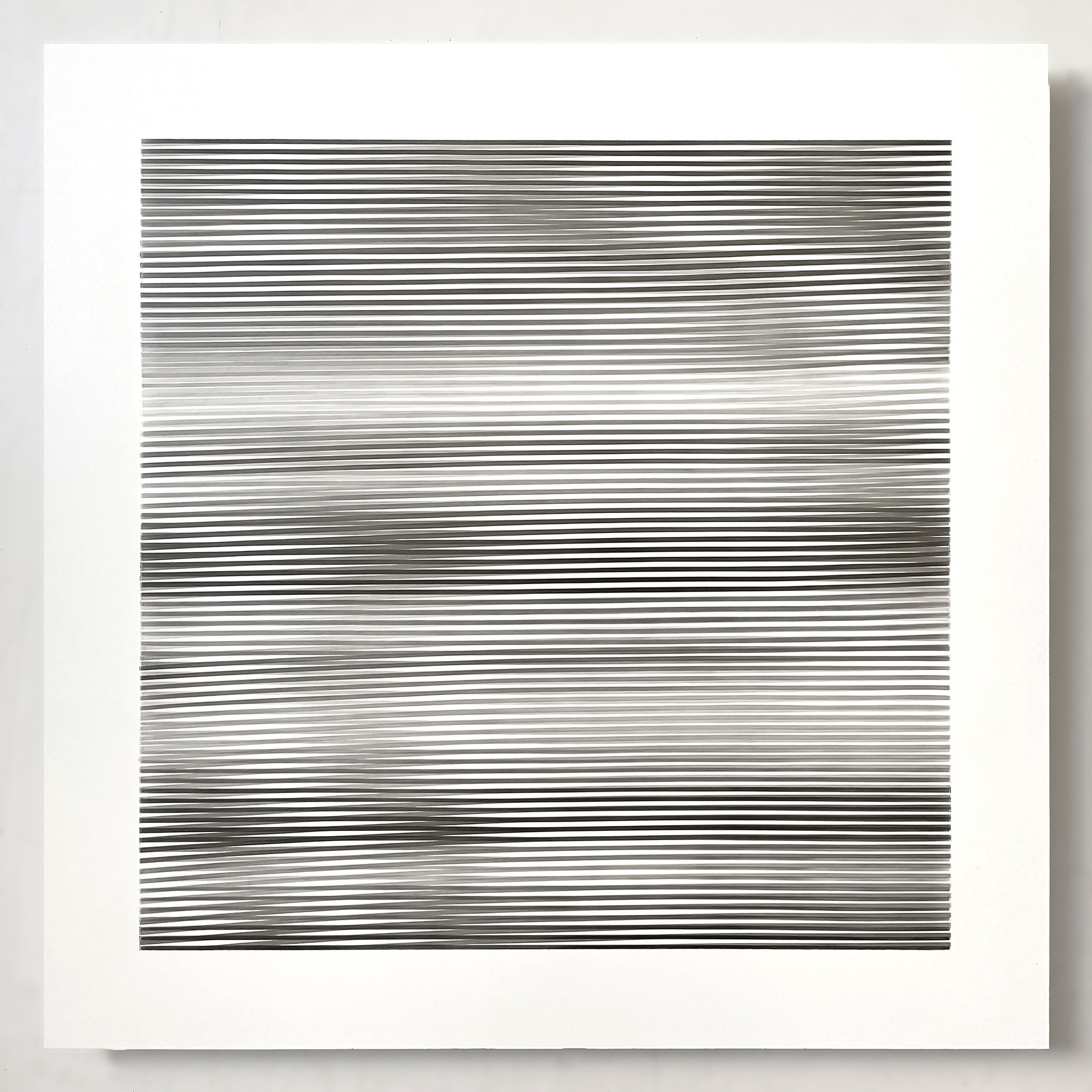laurent galland, "cathodique 1", 2023, dessin au graphite sur dibond, 50x50 cm