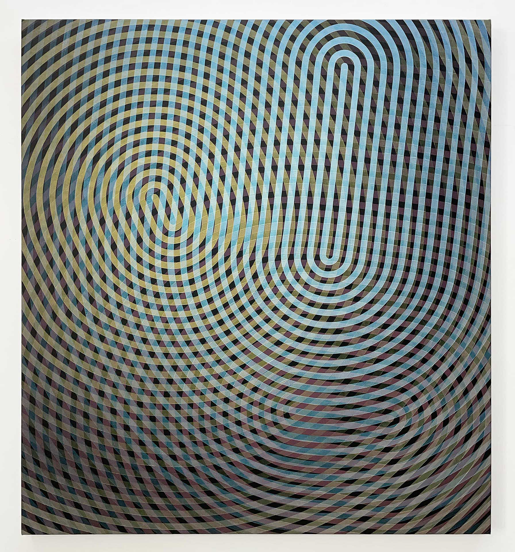 répétitive 68 (radiale) - acryliques iridescentes sur toile - 100 x 90cm - 2024