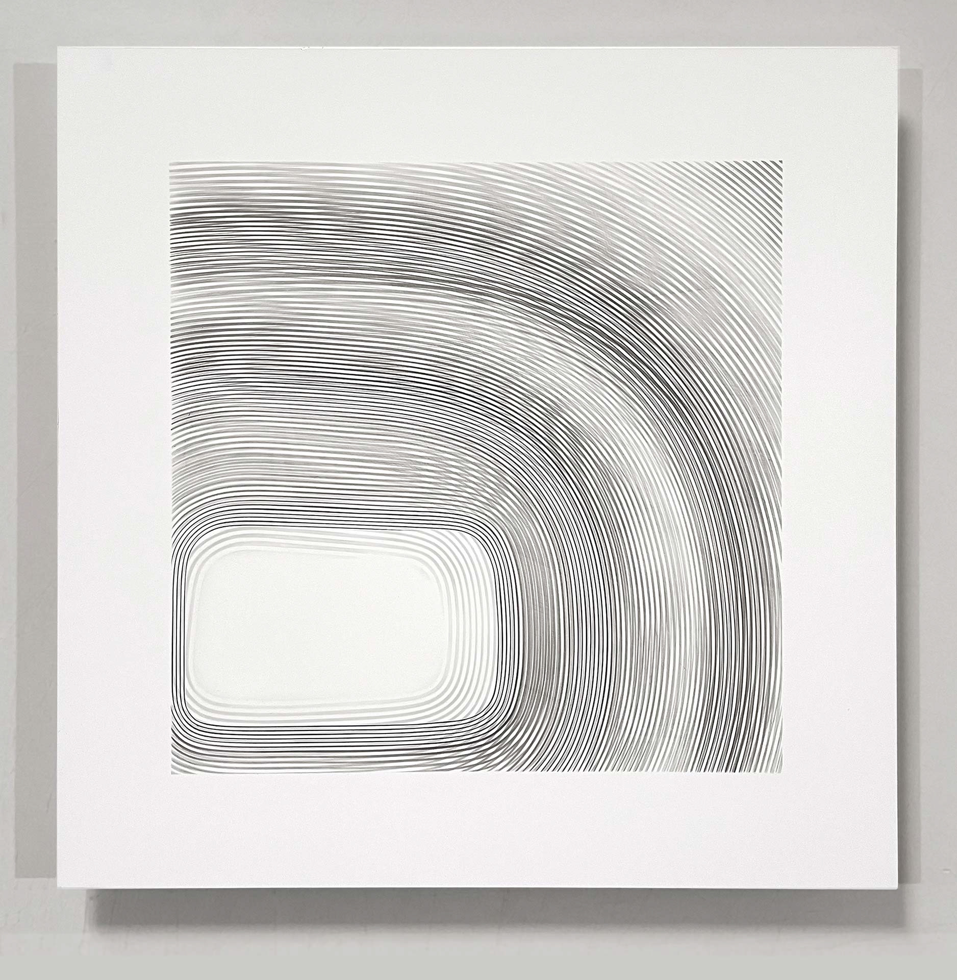 laurent galland "construction répétitive 28", 2022, dessin, graphite sur Dibond, 40 x 40cm