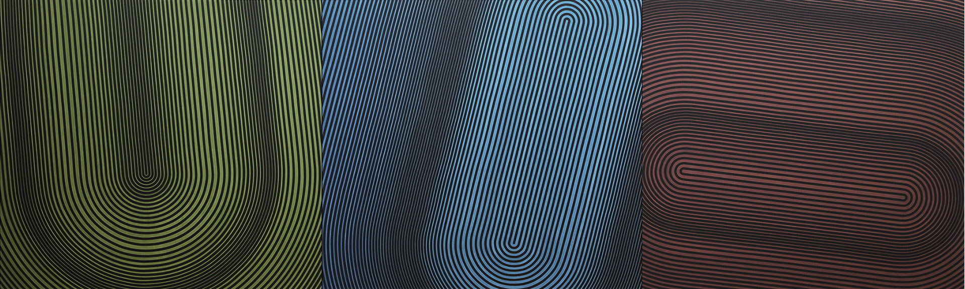 « répétitive 43 décomposée » - acryliques iridescentes sur toile - triptyque 150 x 500 (3x165) cm - 2022