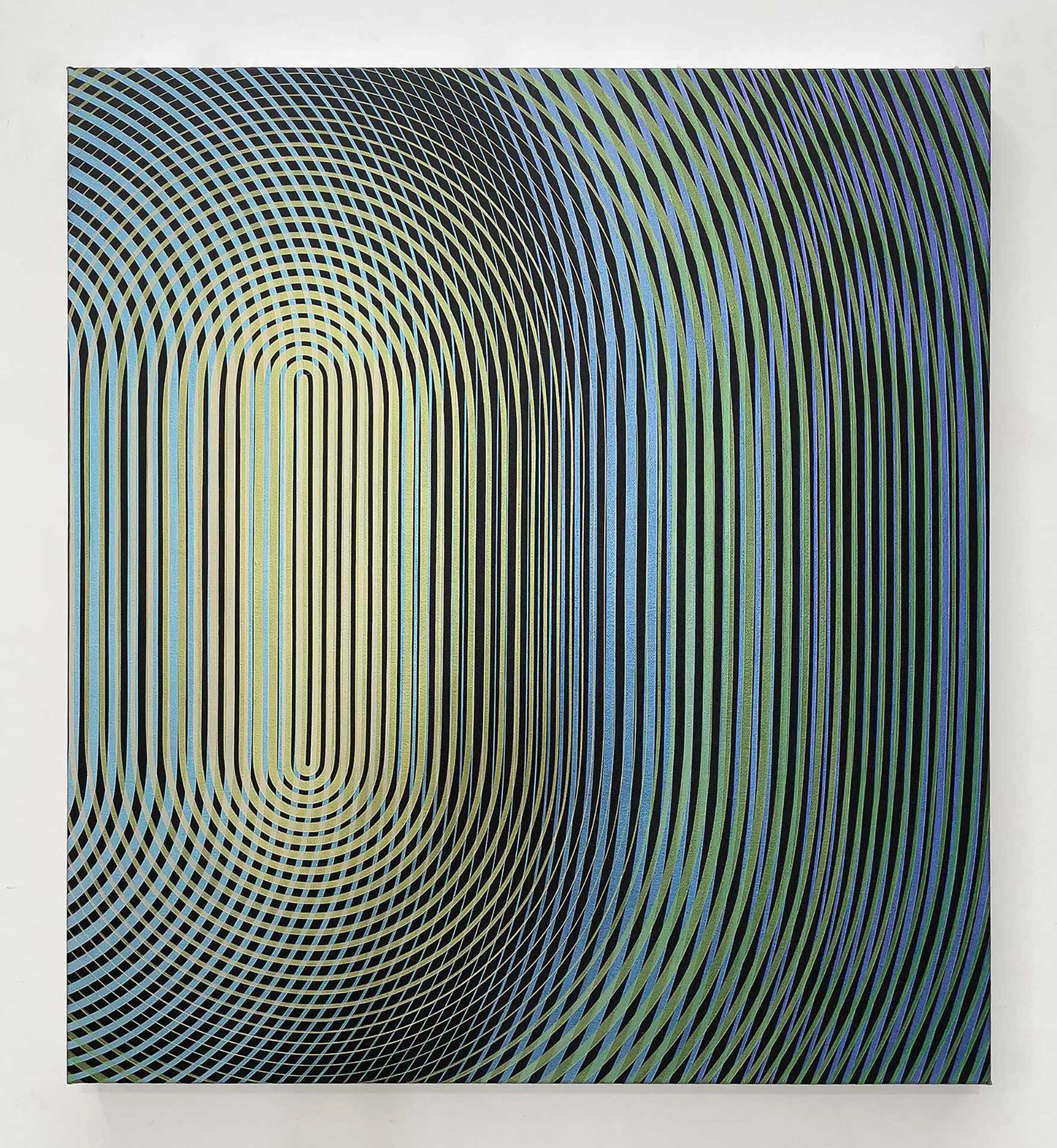 diffraction 2 - acryliques iridescentes sur toile - 66 x 60 cm - 2025