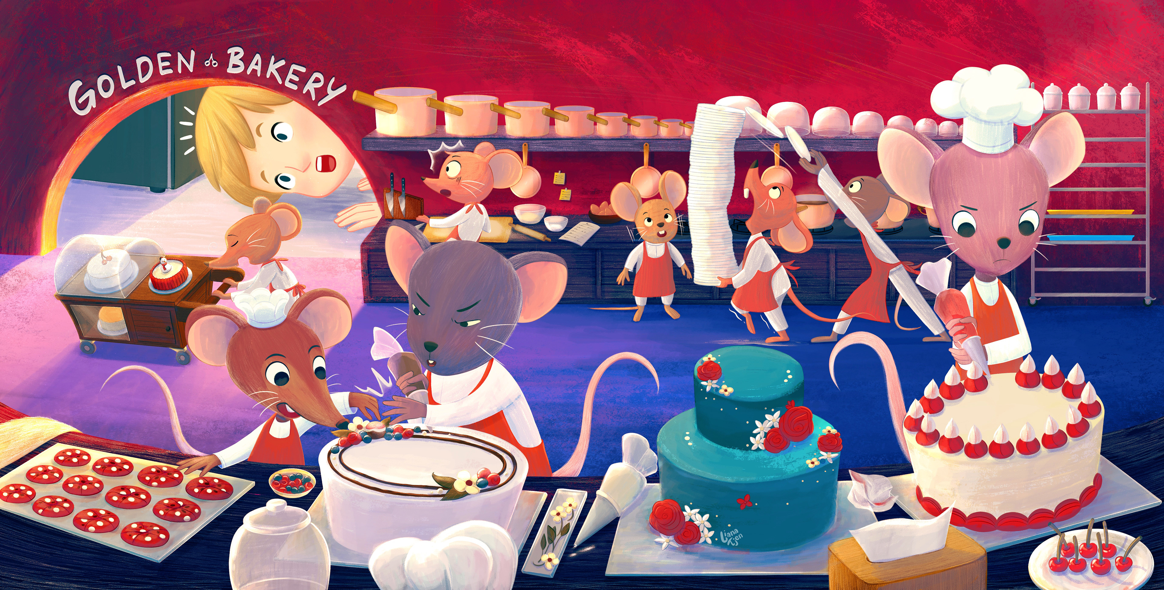 Spread Illustration - Rush Hours on Christmas Eve