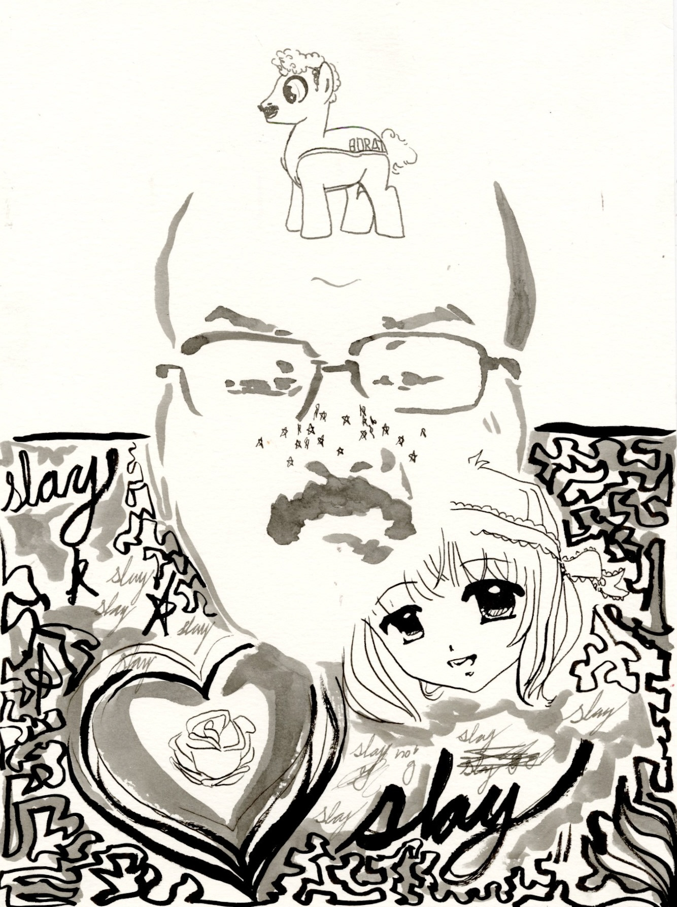 MY OC DONT SLEAL, ink, 9" x 12", 2024