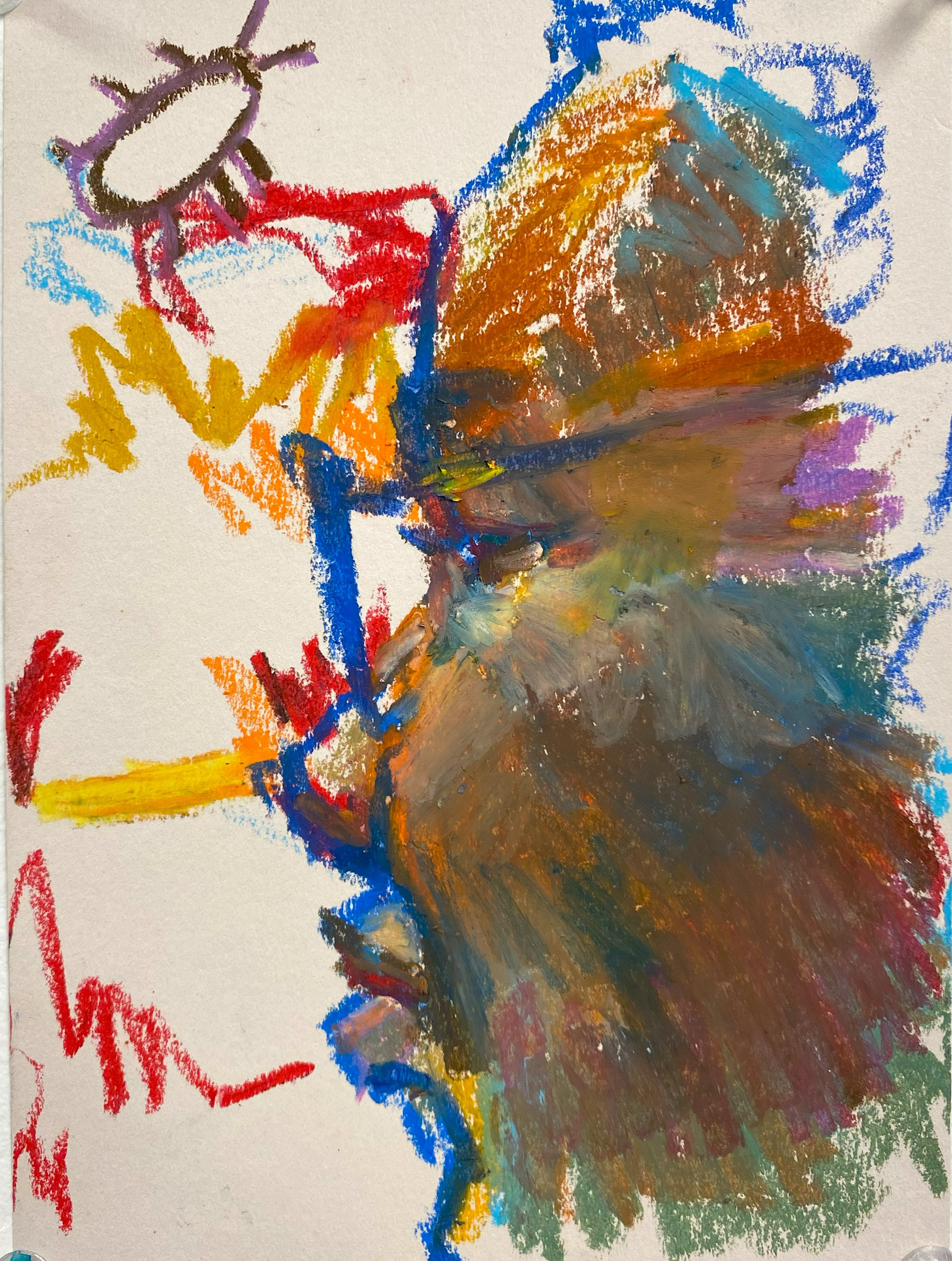 Bianca and Roach in the Desert, pastel, 6"x5", 2024
