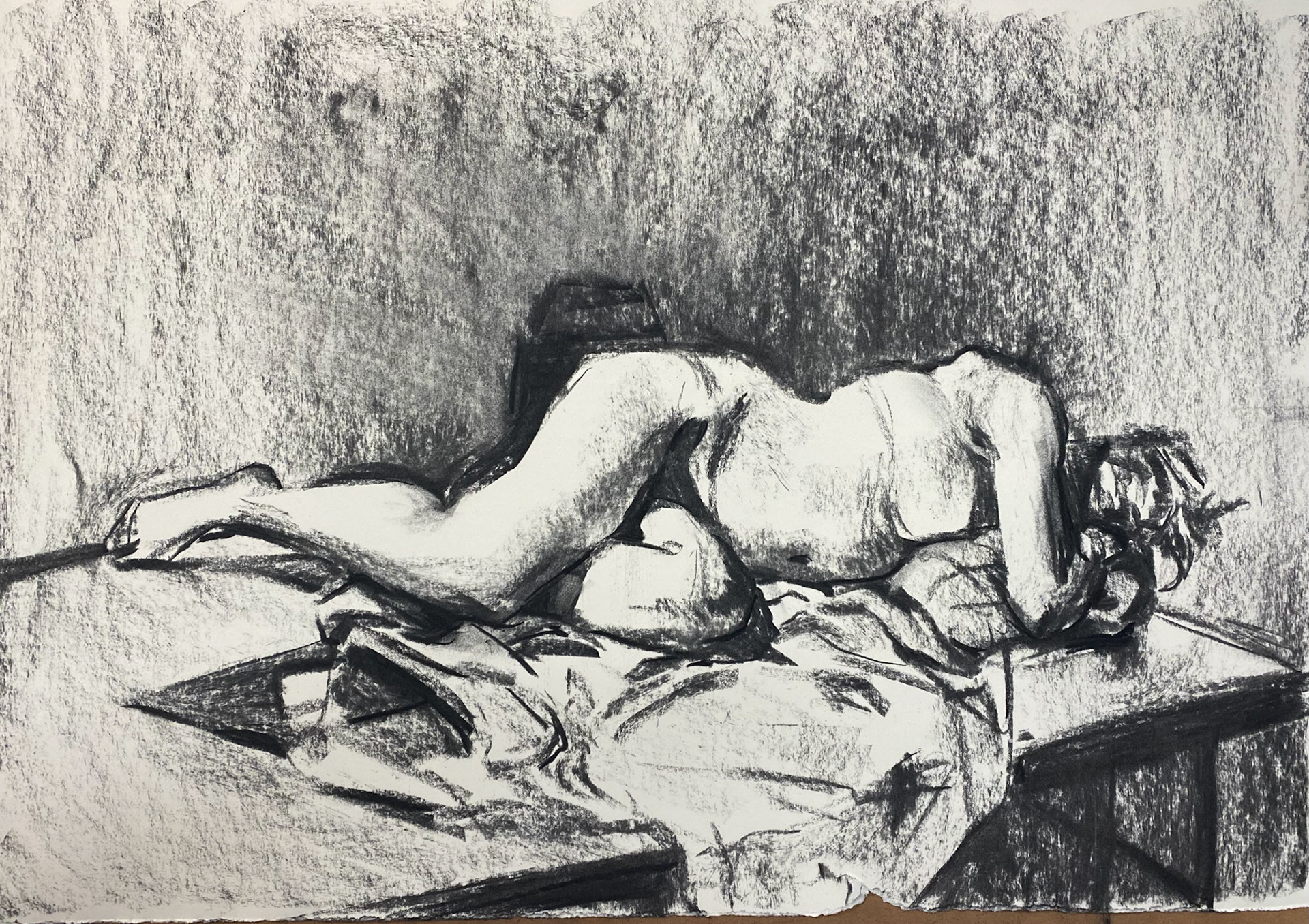 Figure #2, charcoal on paper, 18" x 24", 2023