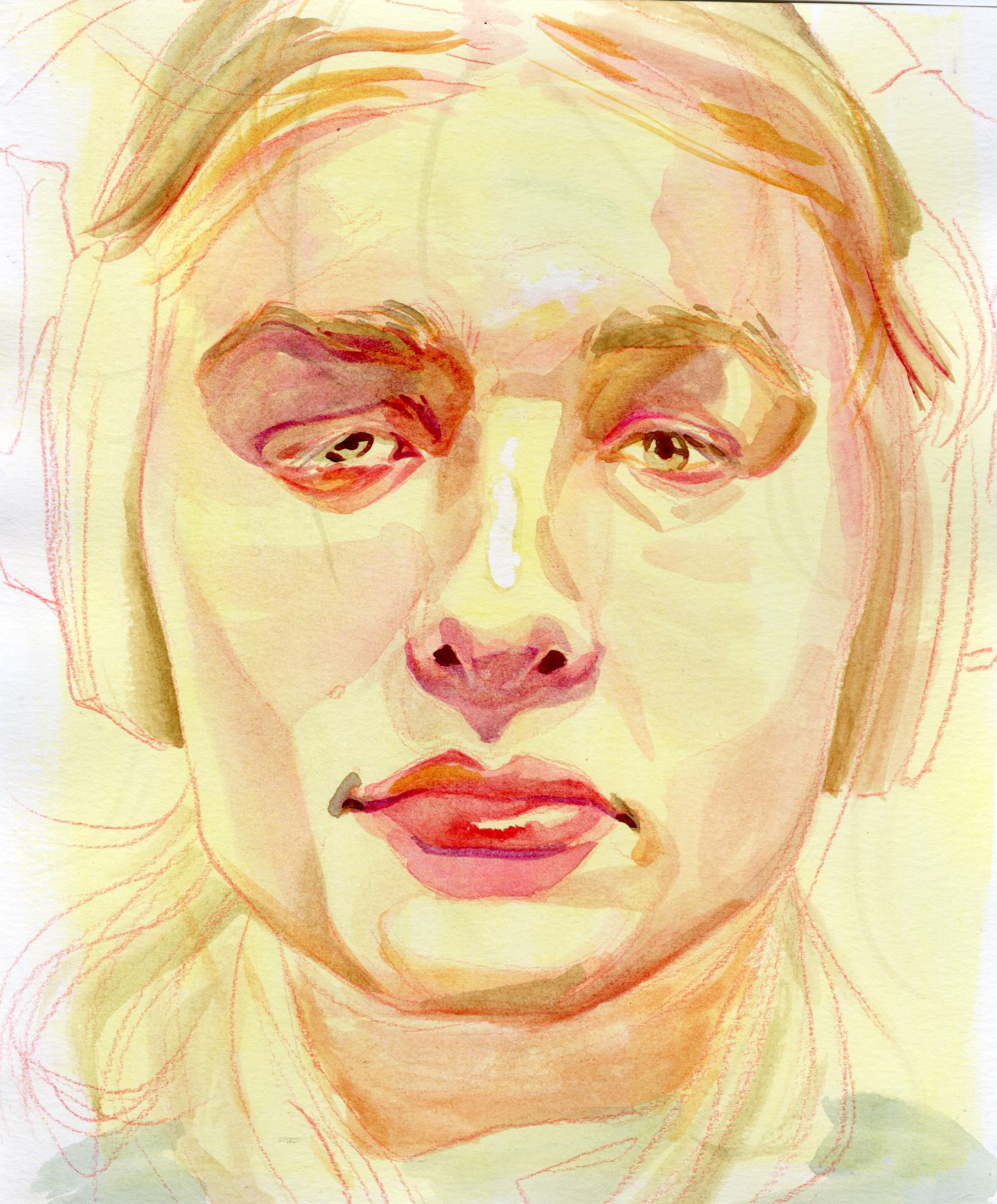 My Me, watercolor, colored pencil, 9" x 12", 2024