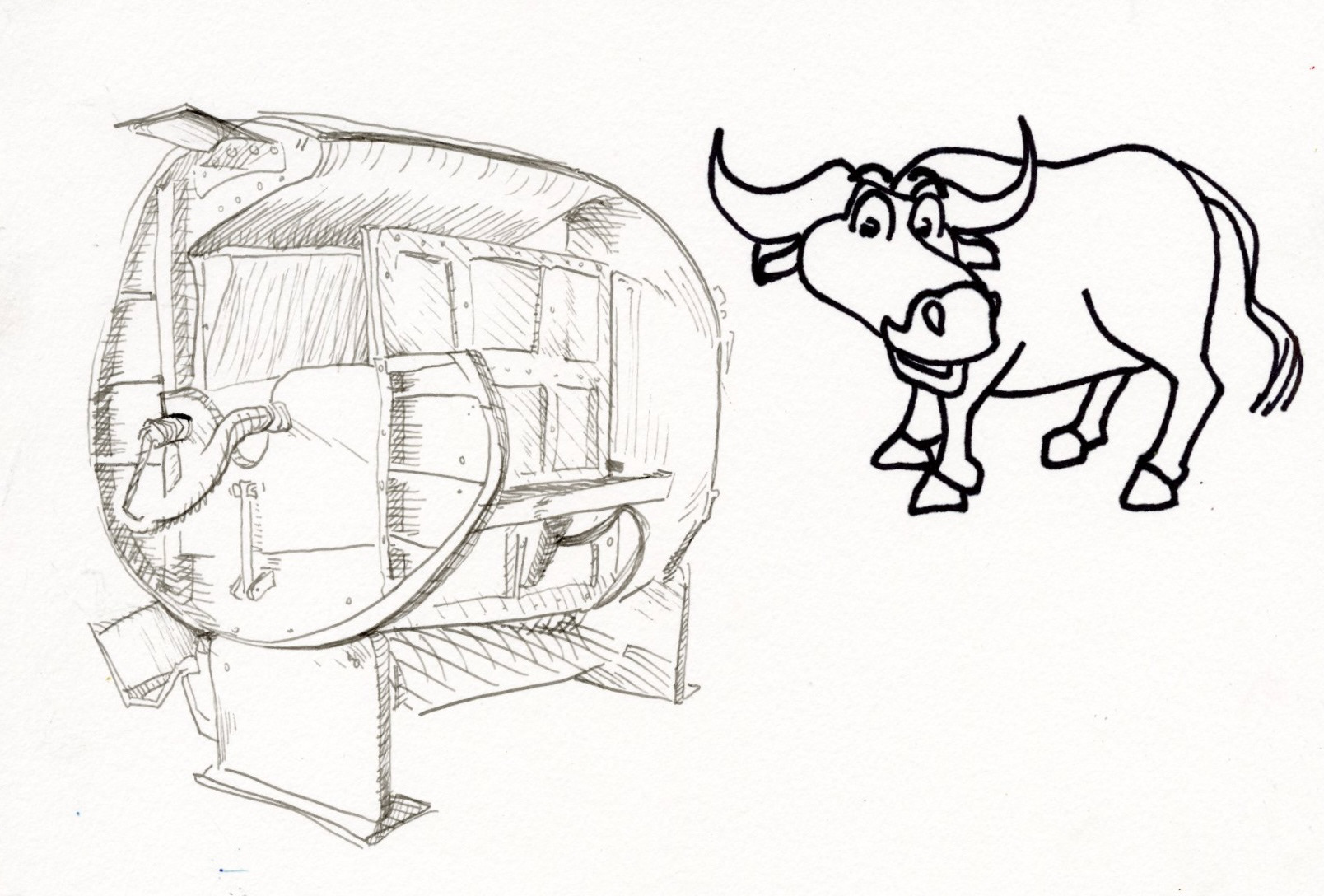Halal Rotary Slaughter Study, pen, 9" x 6", 2024