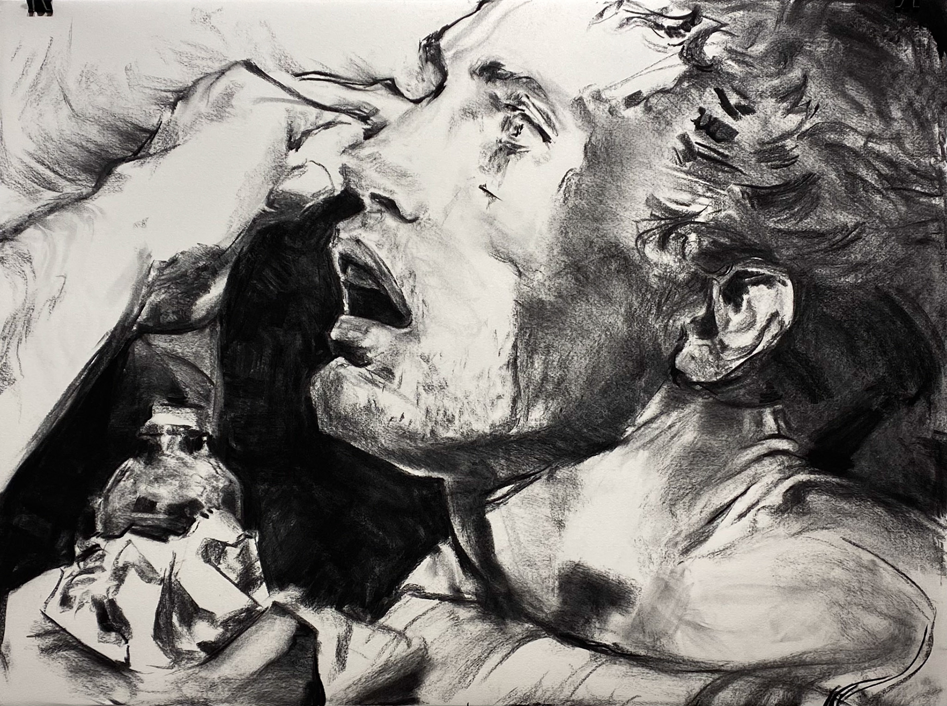 Untitled (MMA), charcoal on paper, 22" x 30", 2023