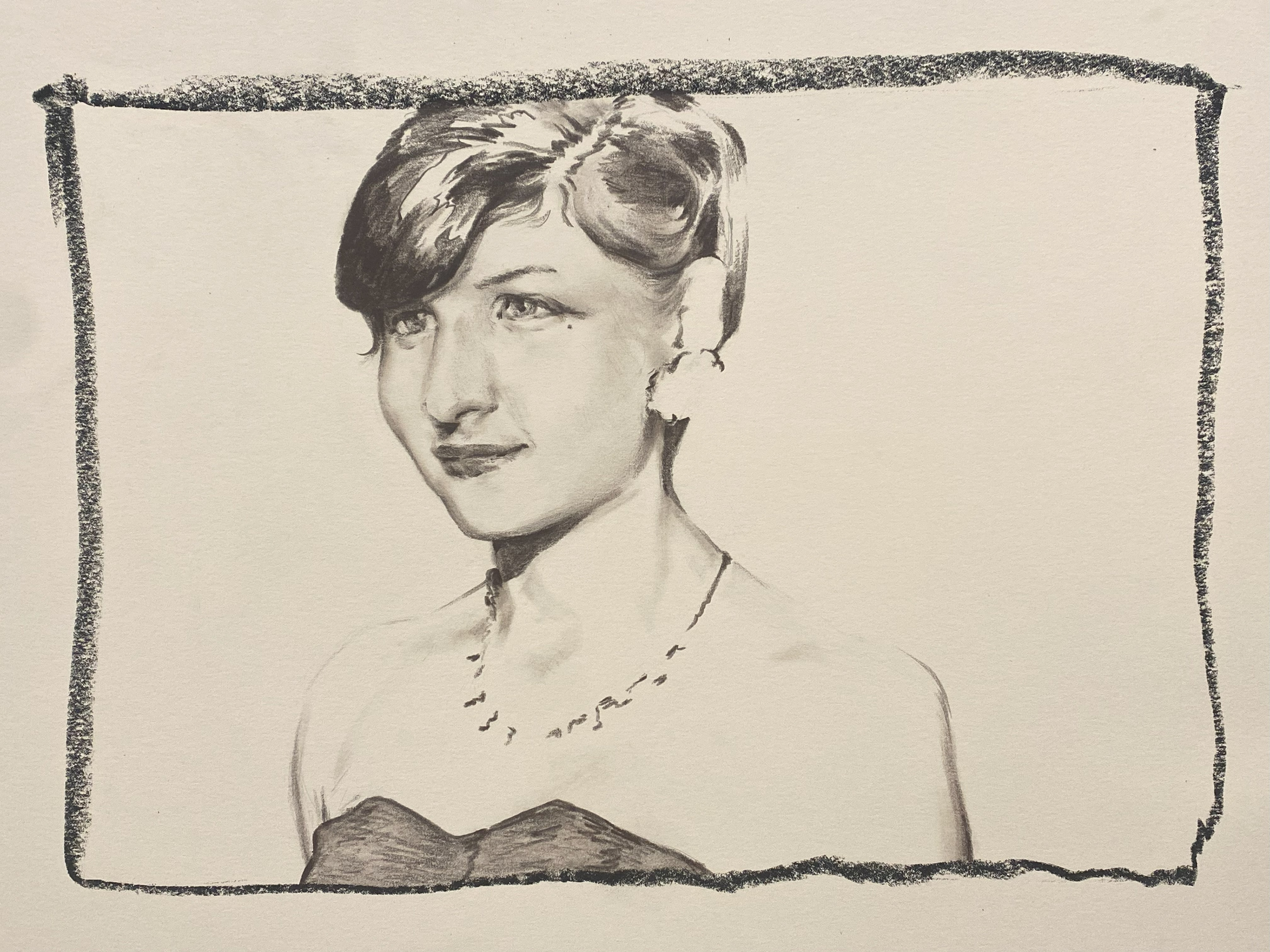 Molly, pastel and charcoal, 14"x22", 2024