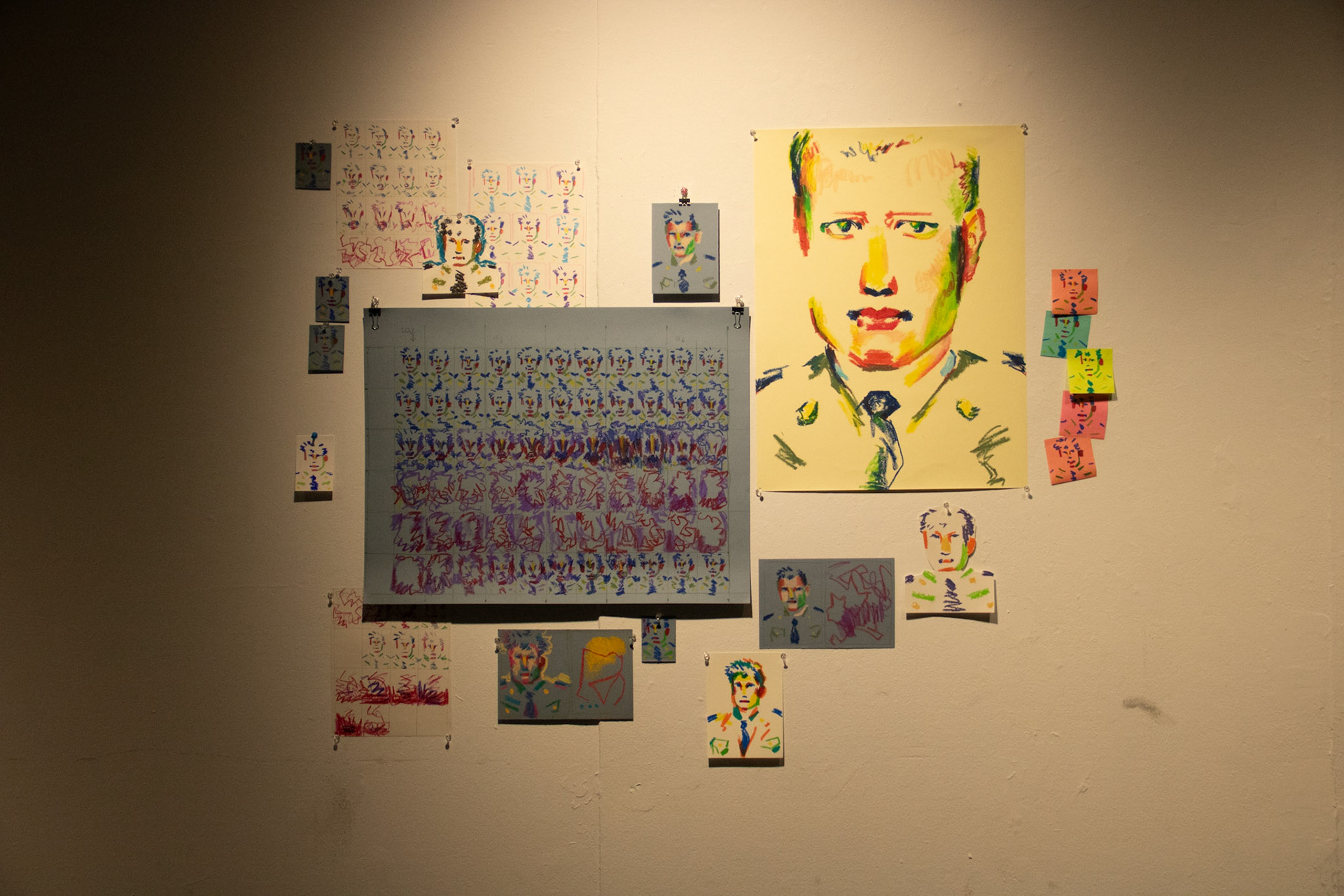 Portrait of Young Men, animation, pastel, mixed media, and colored pencil, 2024