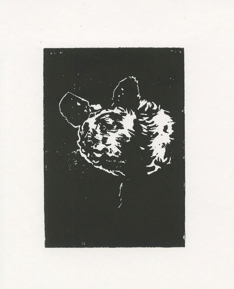 Untitled (bear 1), lino print, 8" x 10", 2021