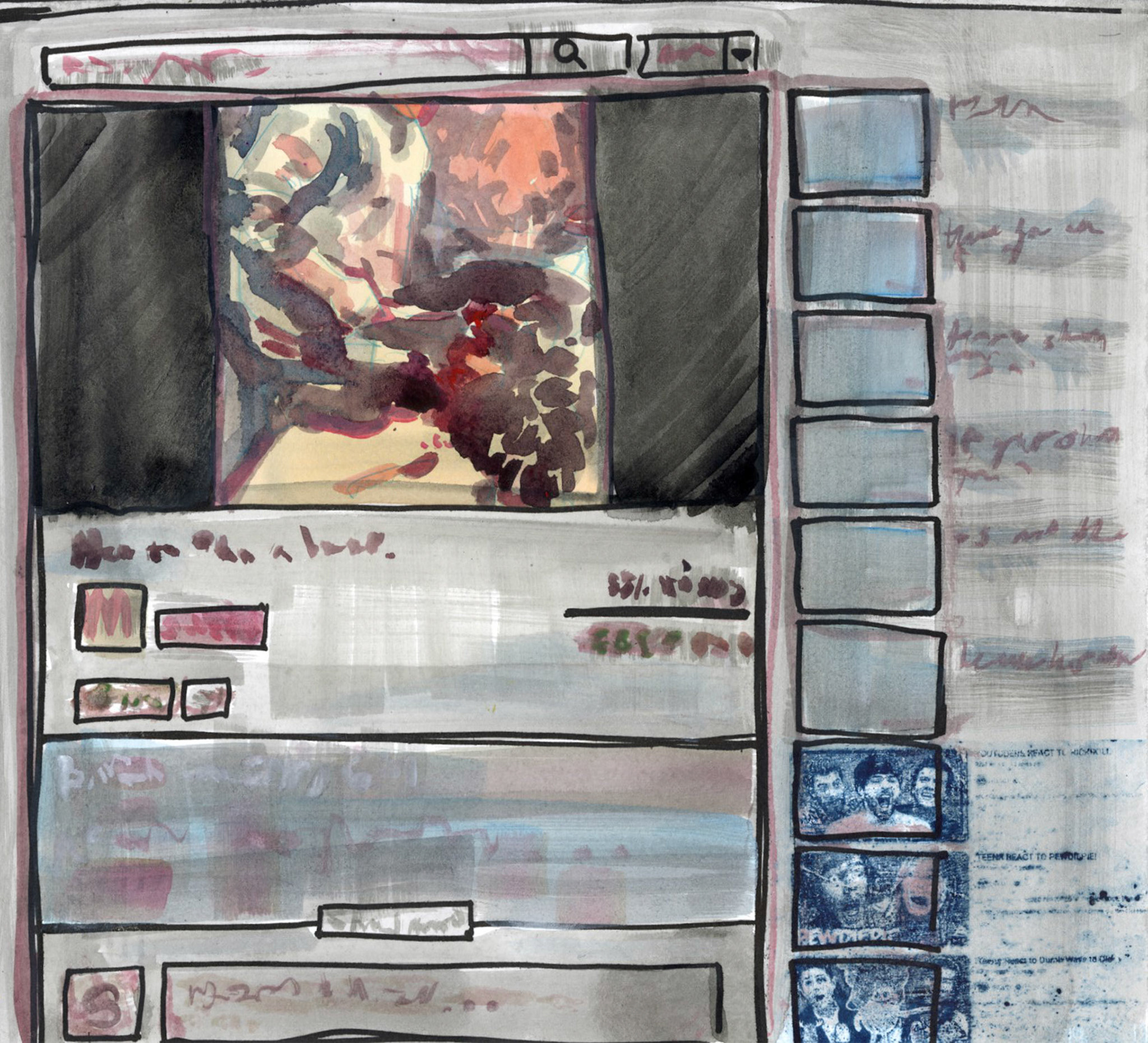 How to Simple, gouache on xante print, 10" x 11", 2024