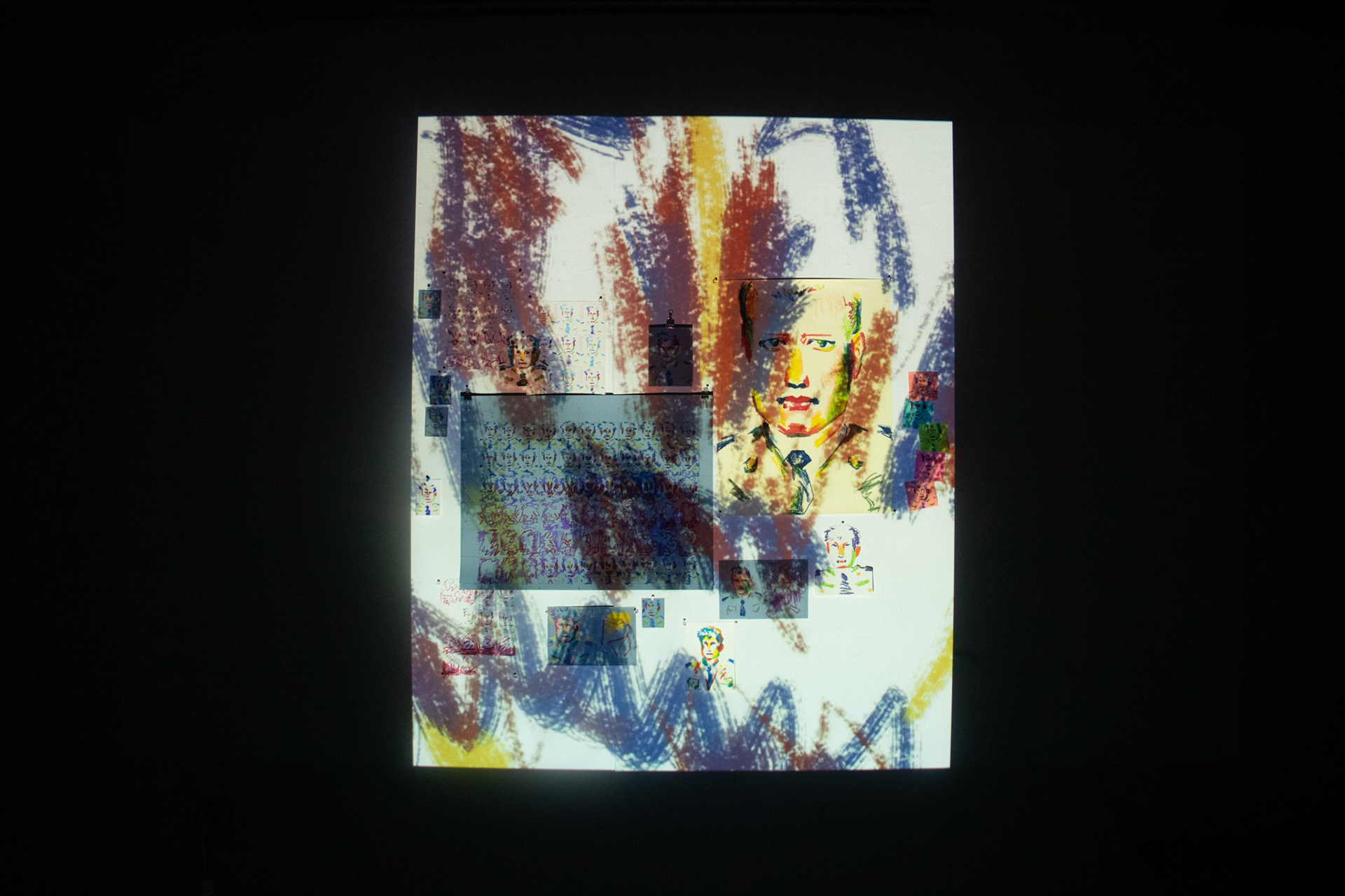 Portrait of Young Men, animation, pastel, mixed media, and colored pencil, 2024