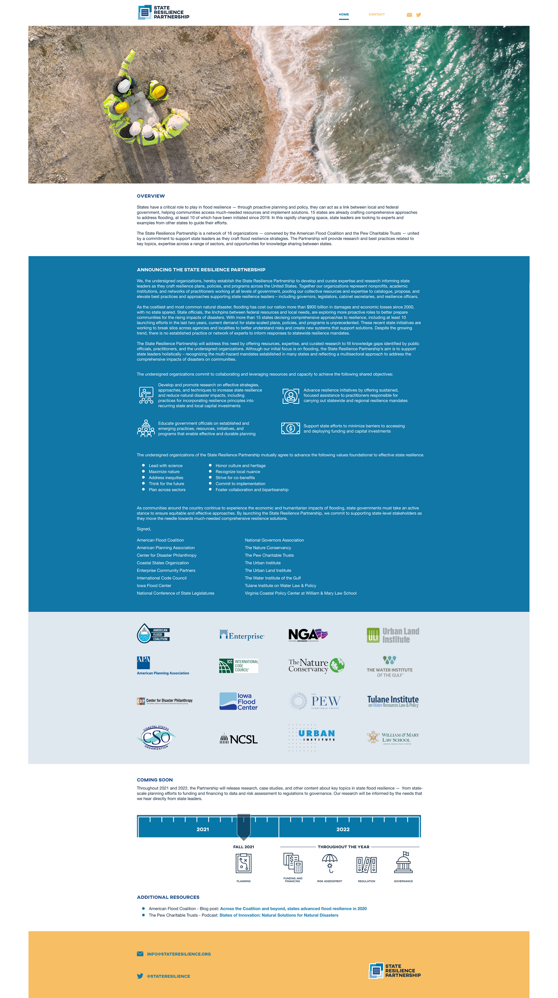 The State Resilience Partnership is a partner organization of the American Flood Coalition. I created their logo and branding and also designed their website.  - 2021