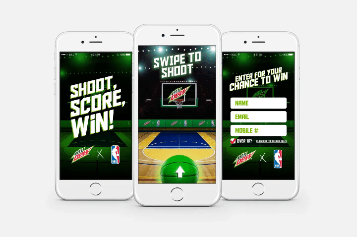 These are the frame cell animations for a concept game promoting a contest to win tickets to the NBA All Star Game. To access the game you had to scan a barcode that was located on posters promoting the NBA All Star Game.