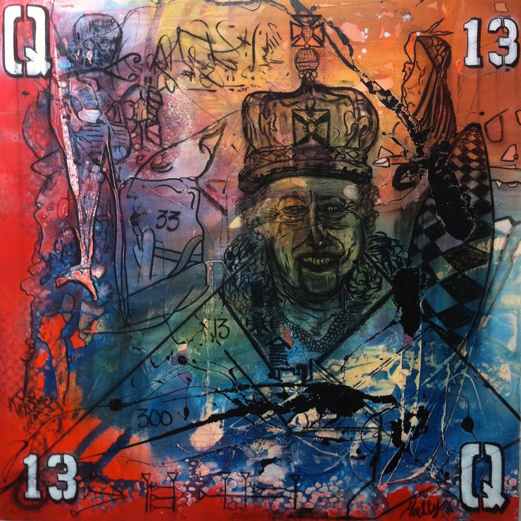 I AM THE LIZARD QUEEN I CAN DO ANYTHING - 48"x48" - Mixed Media on canvas