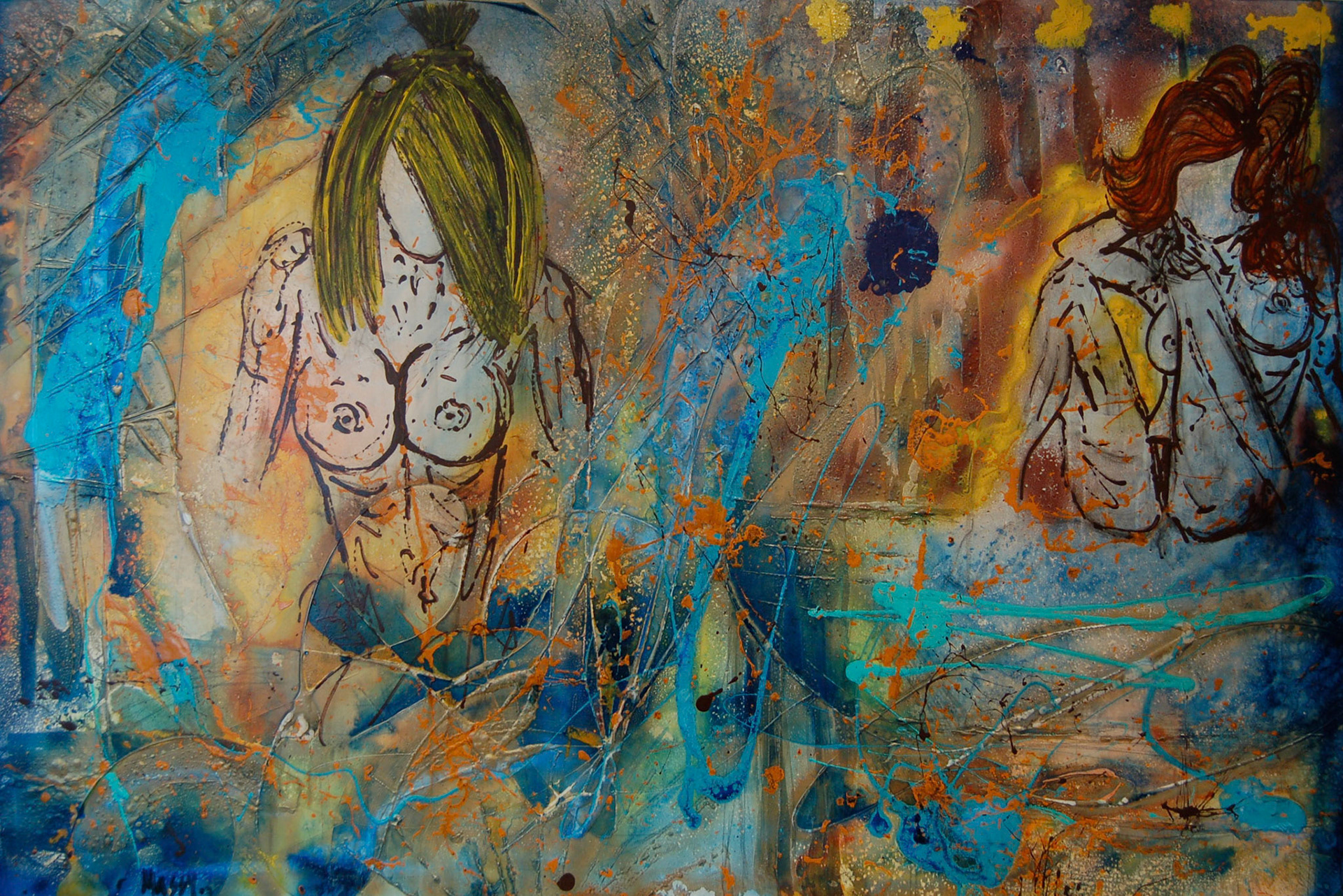 Le Secret  de Victoria - 48”x72” - Mixed media on canvas