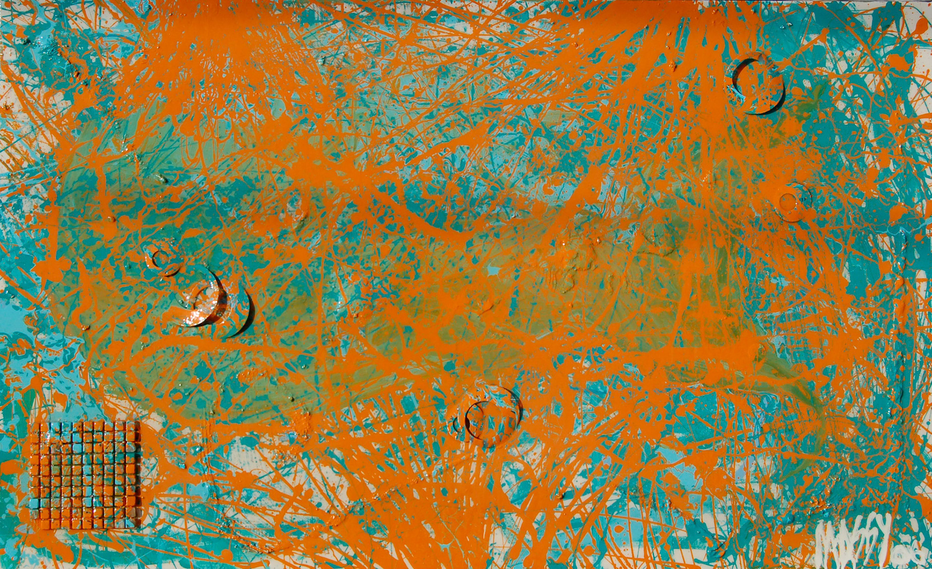 99 Squares - 36”x60”  Mixed media on canvas + Resin
