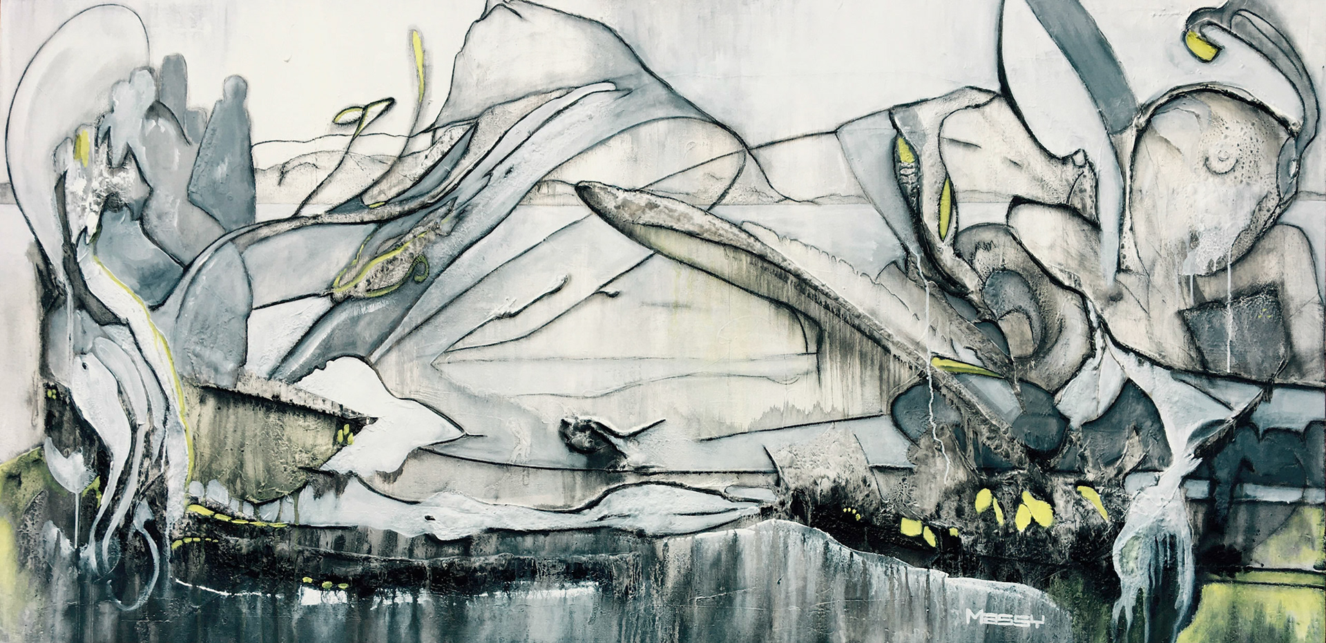 Bereshith Bara - 36"x72" - Mixed media on canvas