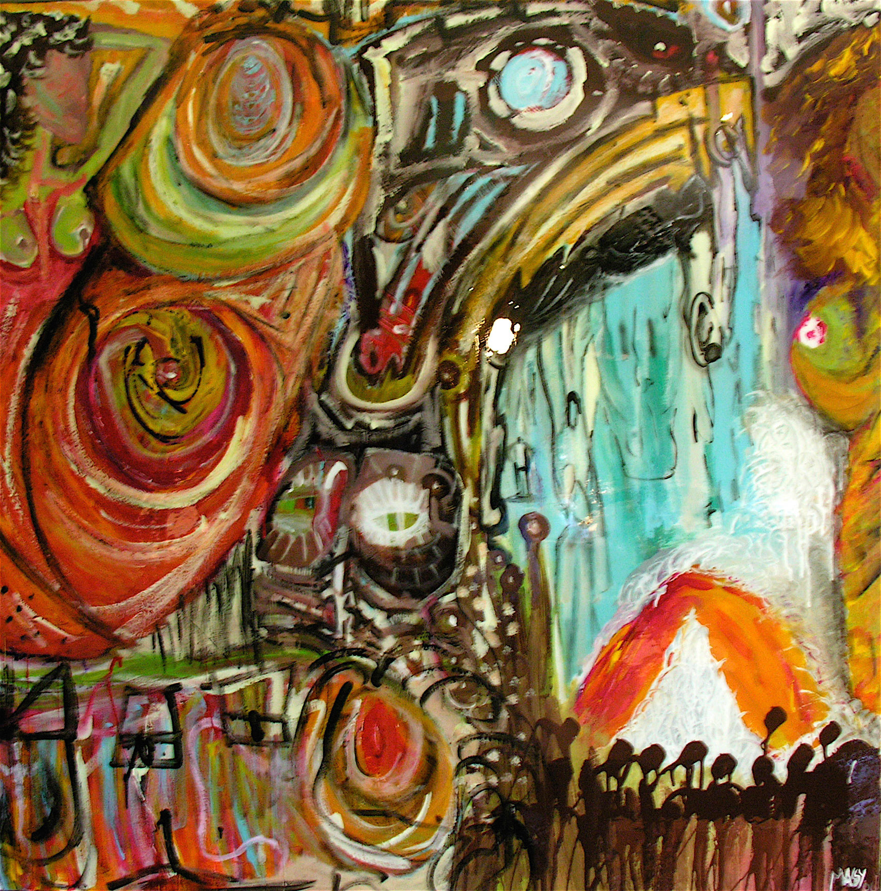 Behind the Magical Waterfall - 48"x48" - Mixed media on canvas