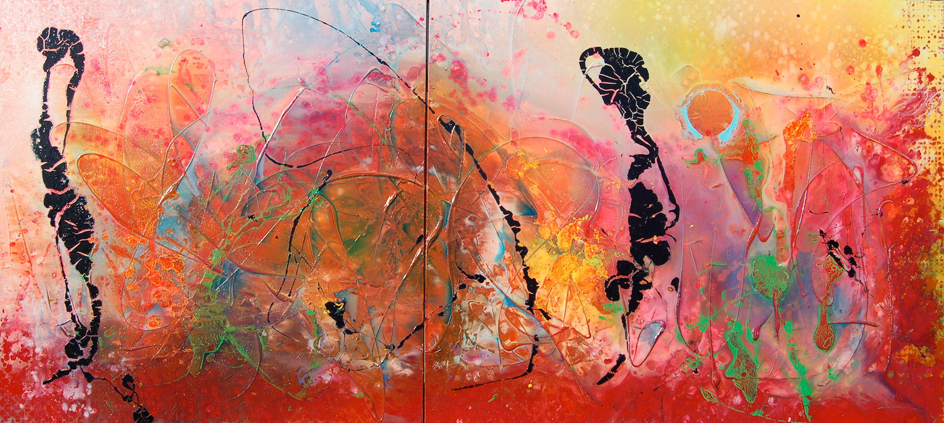 Theme from a Dream - 40"x88"(Diptych) - Mixed Media on canvas