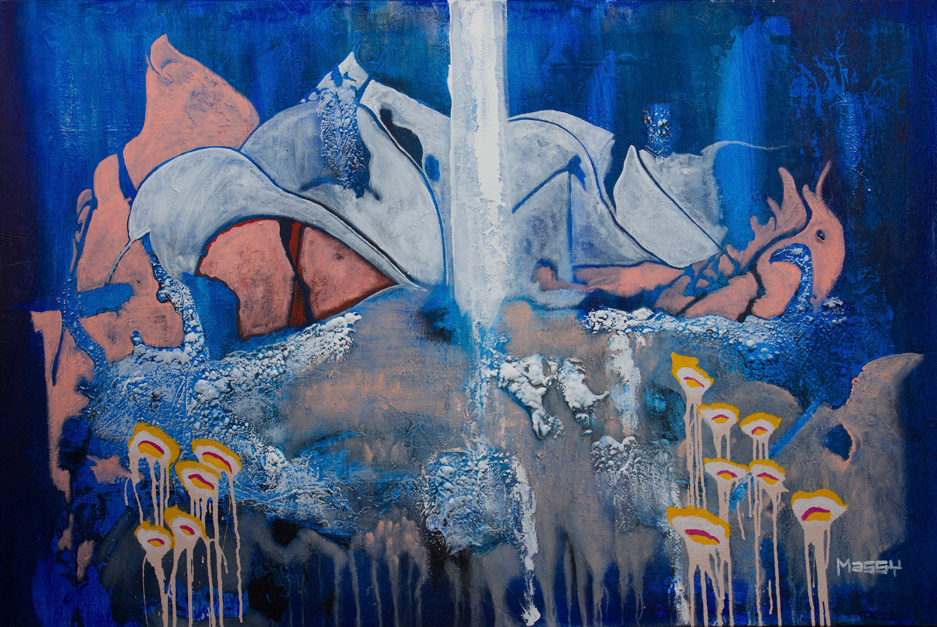 The Carnival of Strange Beasts - 42”x63” - Mixed media on canvas
