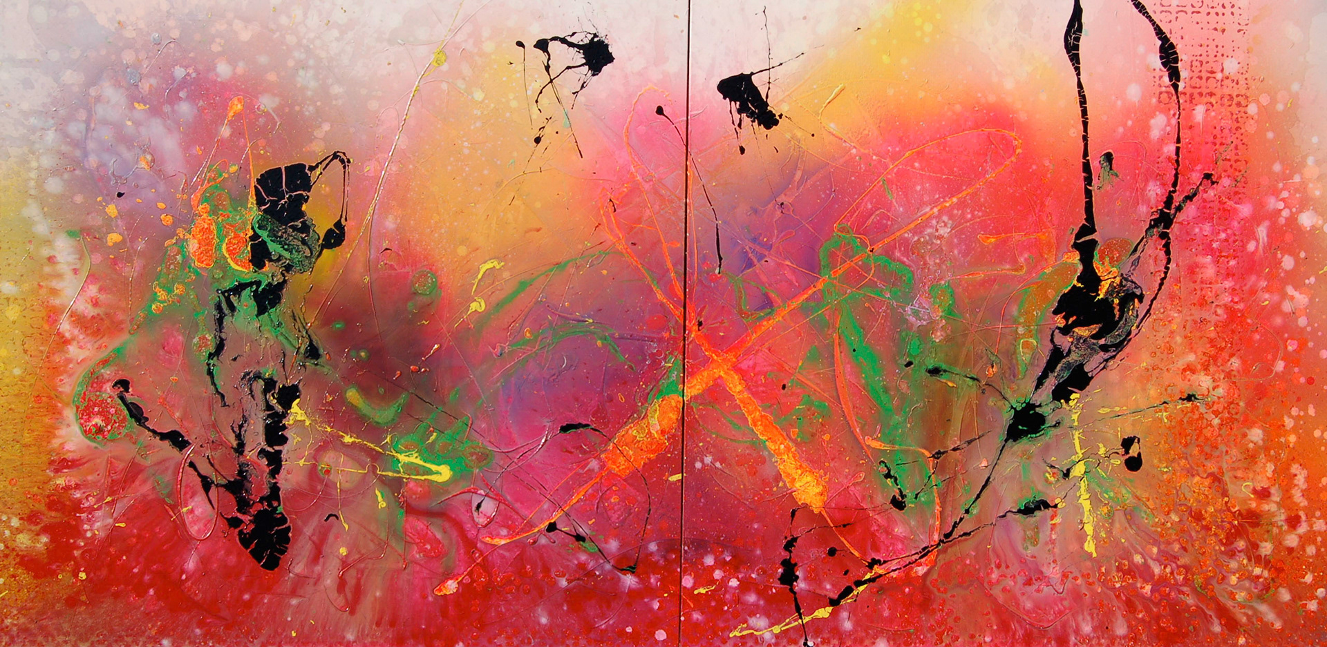 Lost in The '80's - 40"x80" (Diptych) - Mixed media on canvas