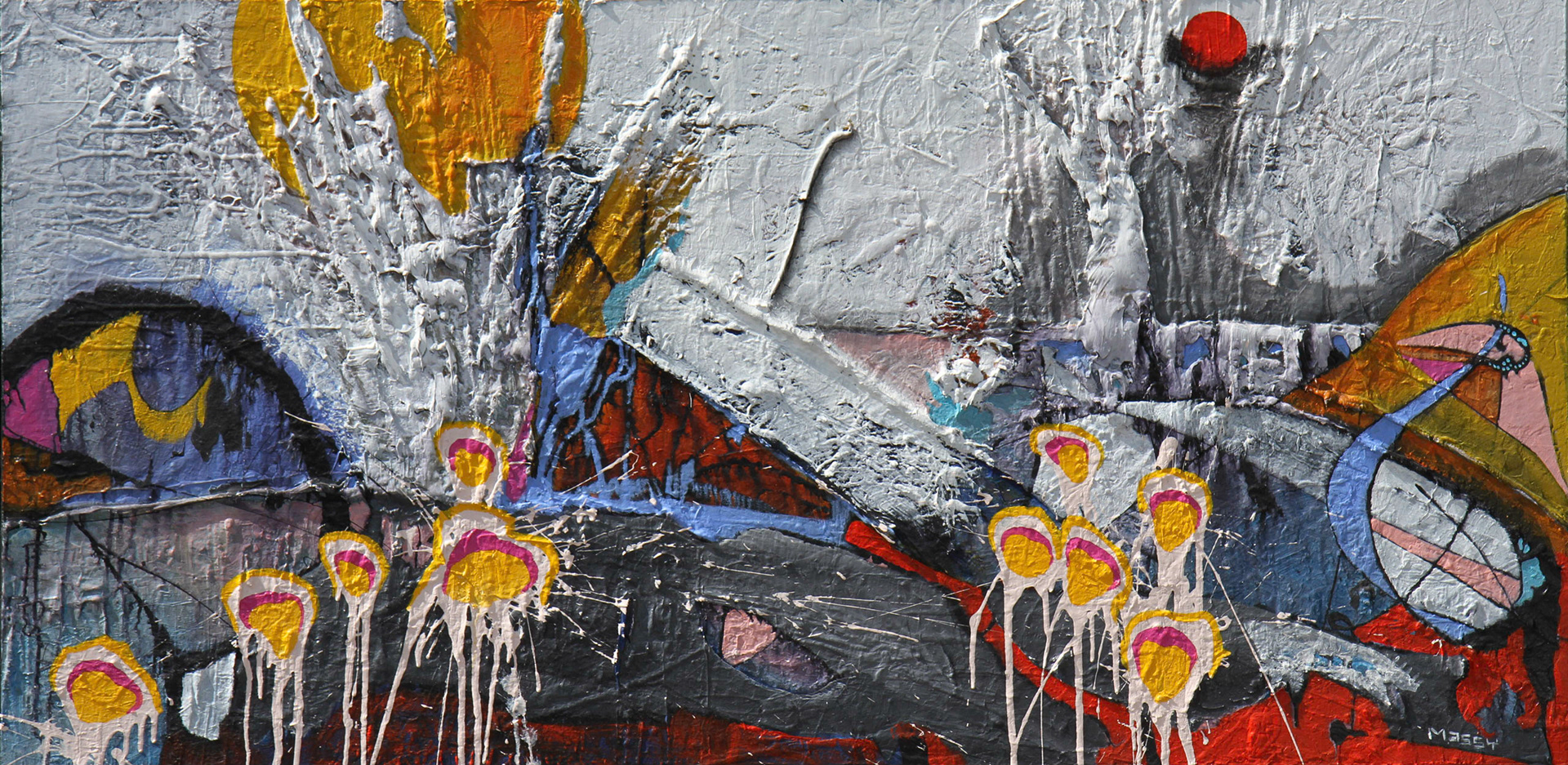 The Assembly of The Pelagia Noctiluca - 30”x60” - Mixed media on canvas