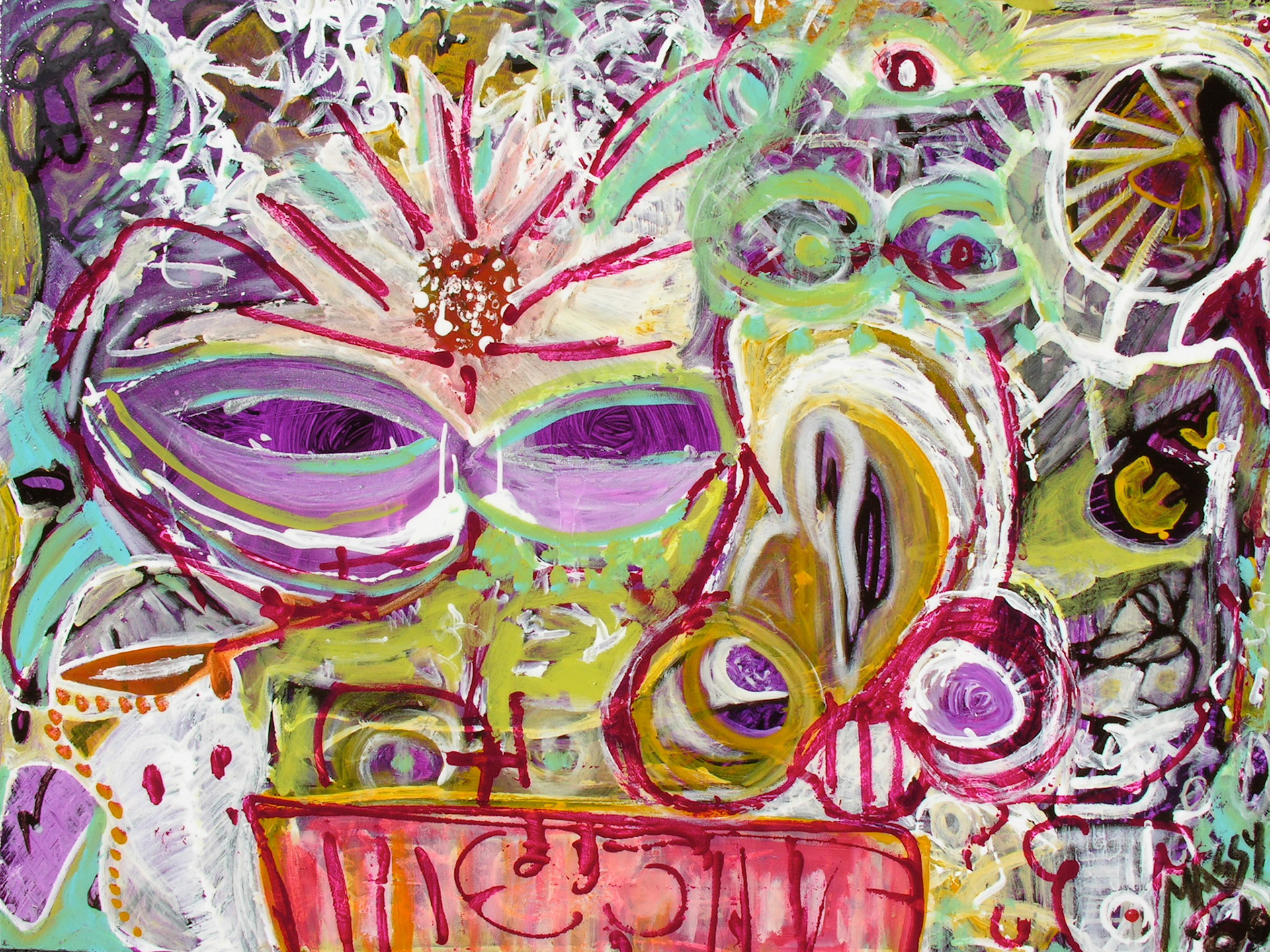 Mardi Gras - 36"x48" - Mixed media on canvas + Resin