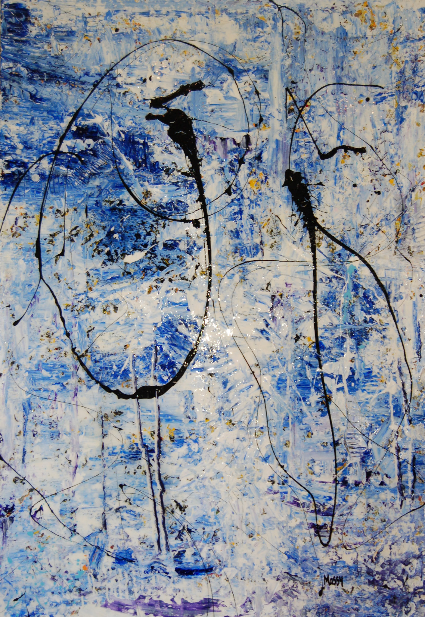 Blue Ice - 62.75"x42.25" - Mixed Media on canvas