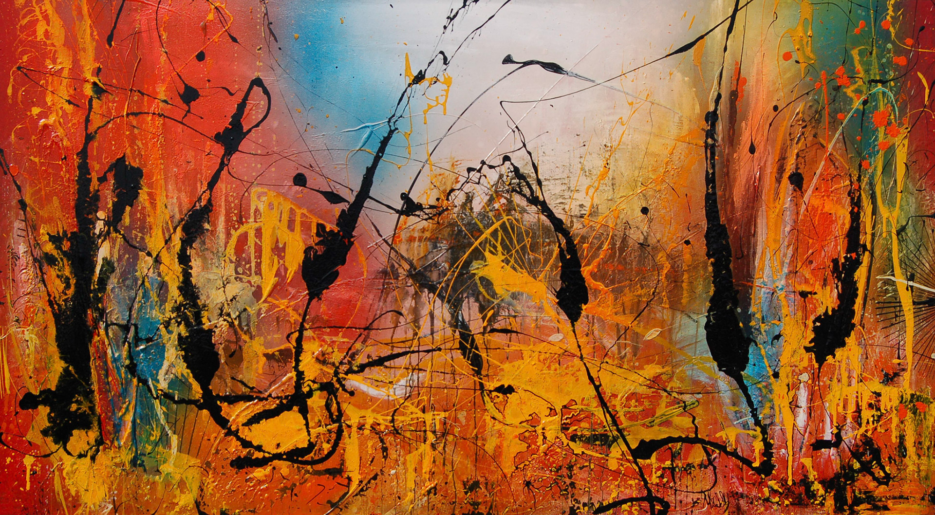 You Know, You Kow your Sky is Feeling Blue - 40"x72" - Mixed Media on canvas