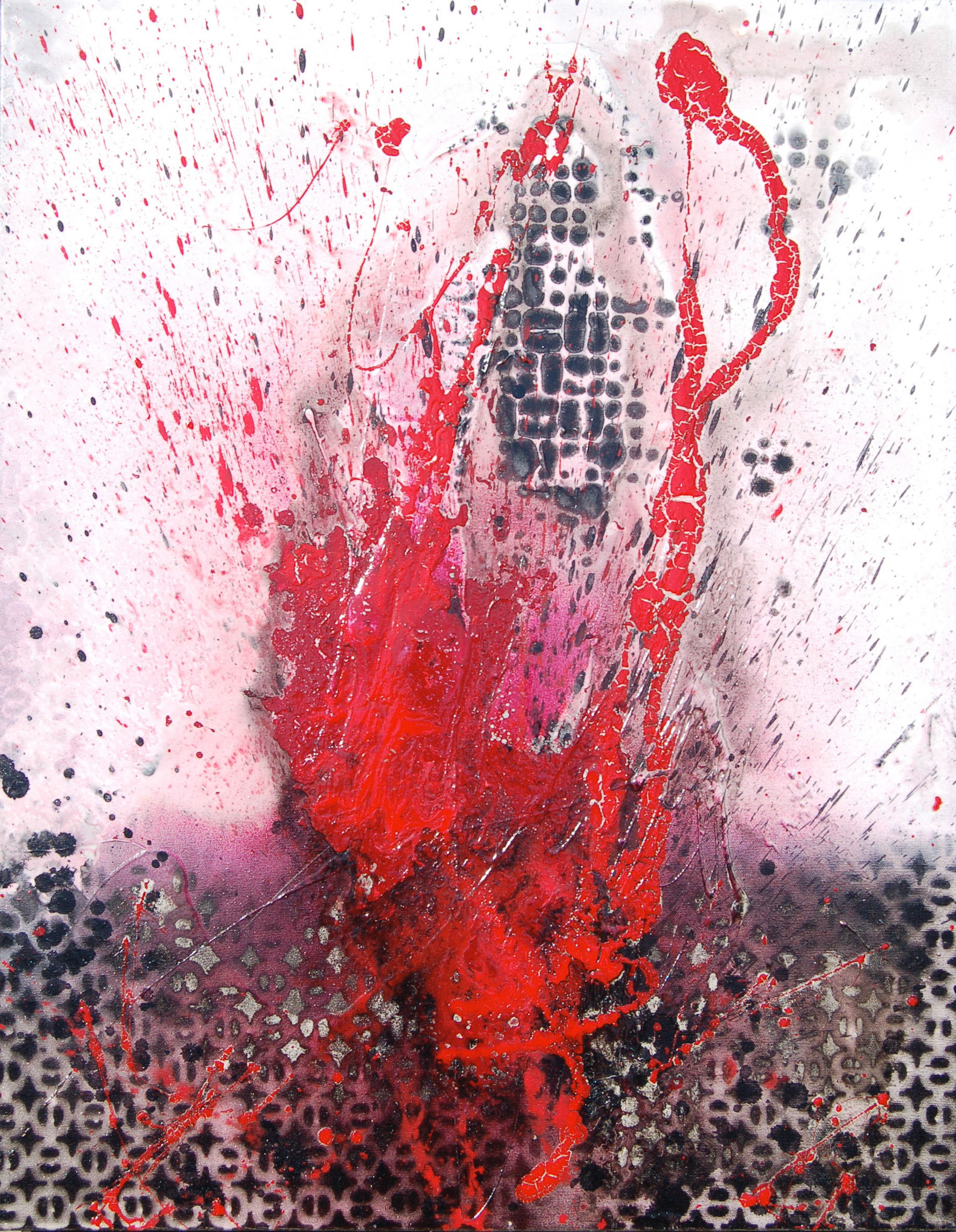 Burning Temples - 28"x22" - Mixed Media on canvas