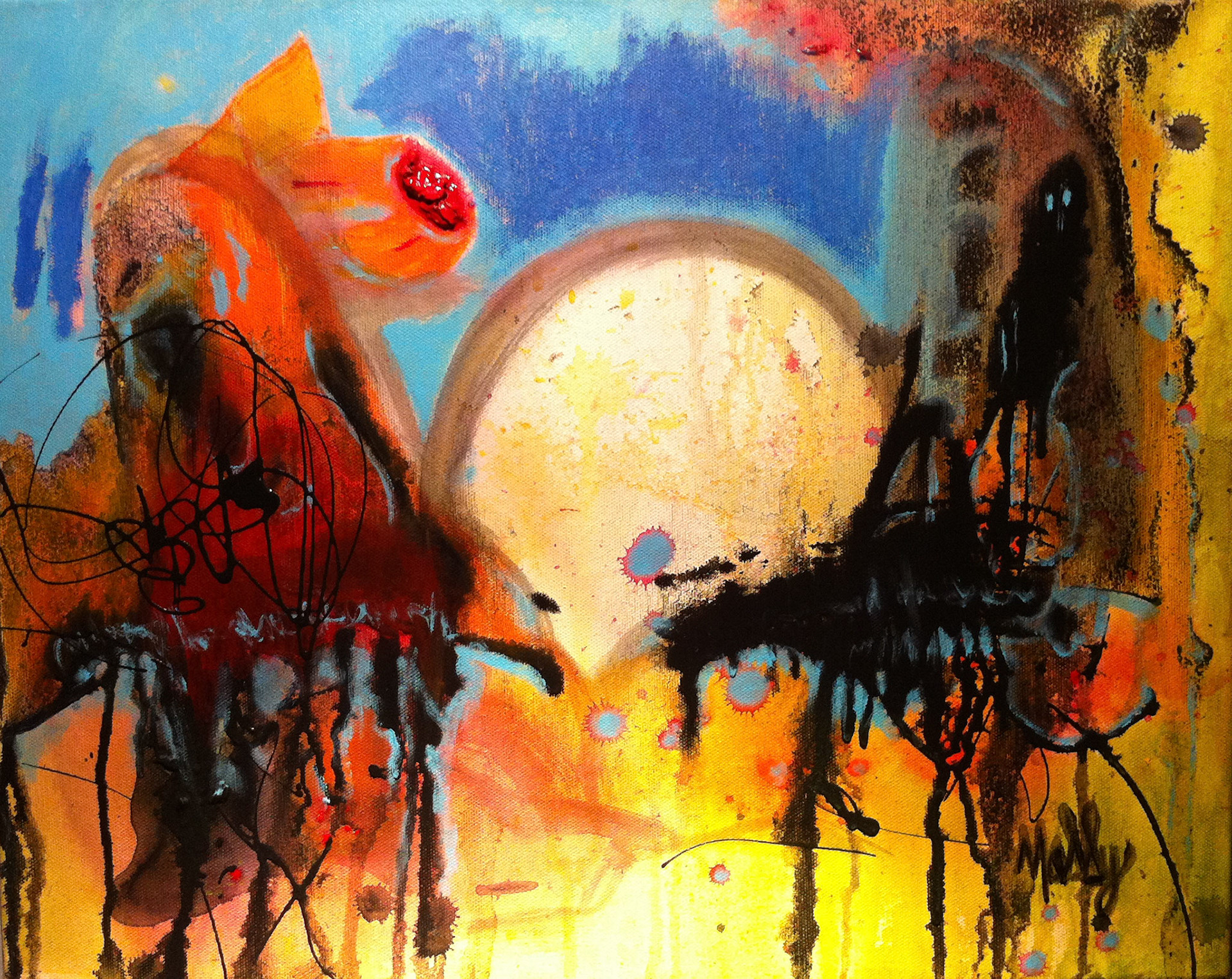 Moonshine Bandits - 16"x20" - Mixed media on canvas