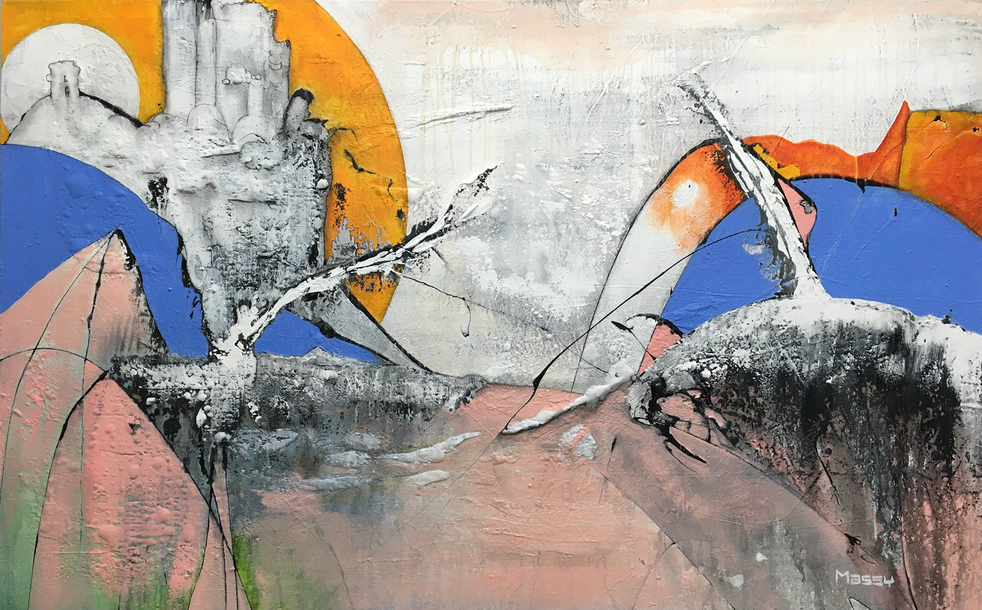 Horizon Variations - 42"x67" - Mixed media on canvas