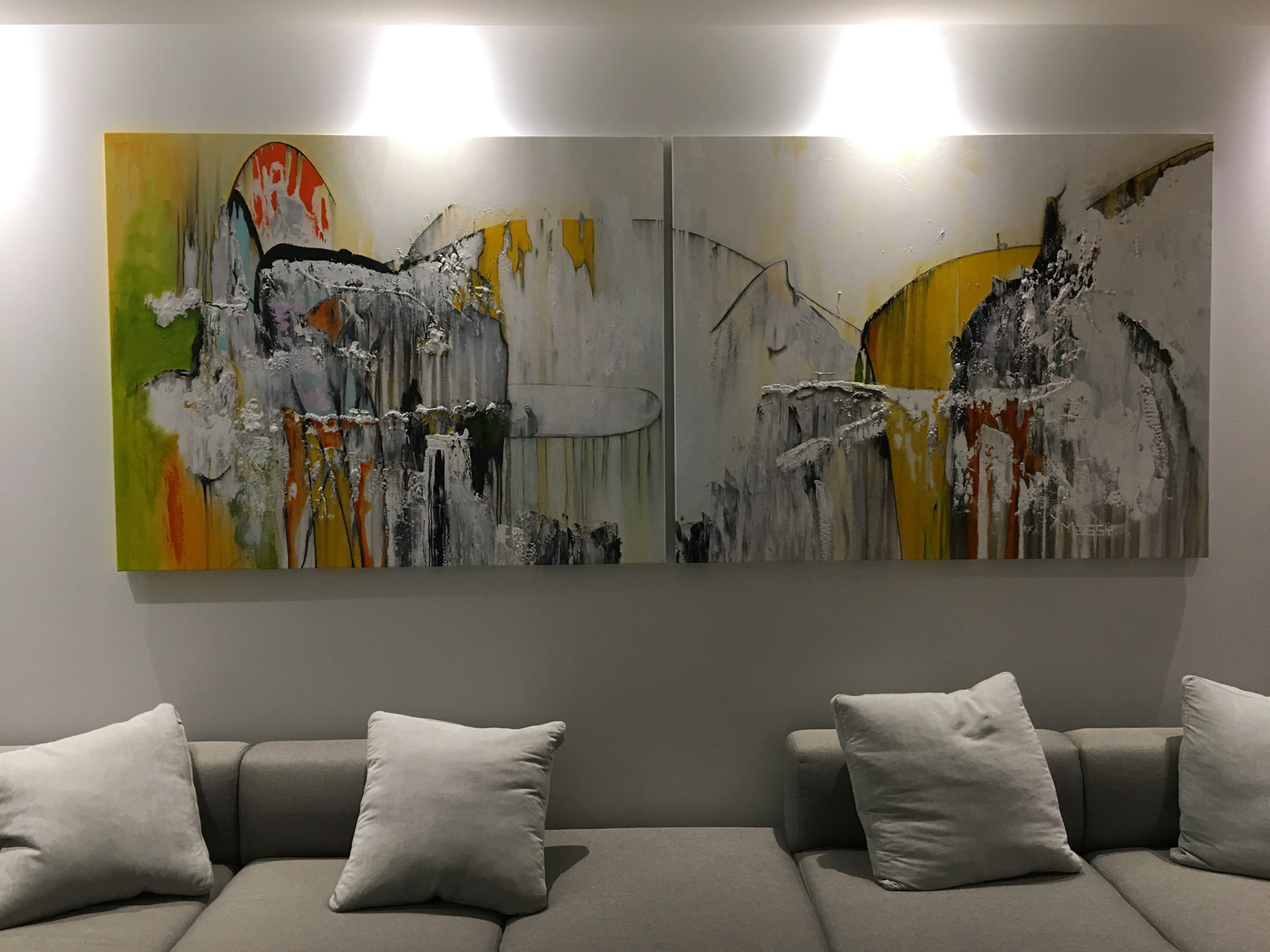 Opening the doors to the invisible - 50"x128" (Diptych) - Mixed media on canvas