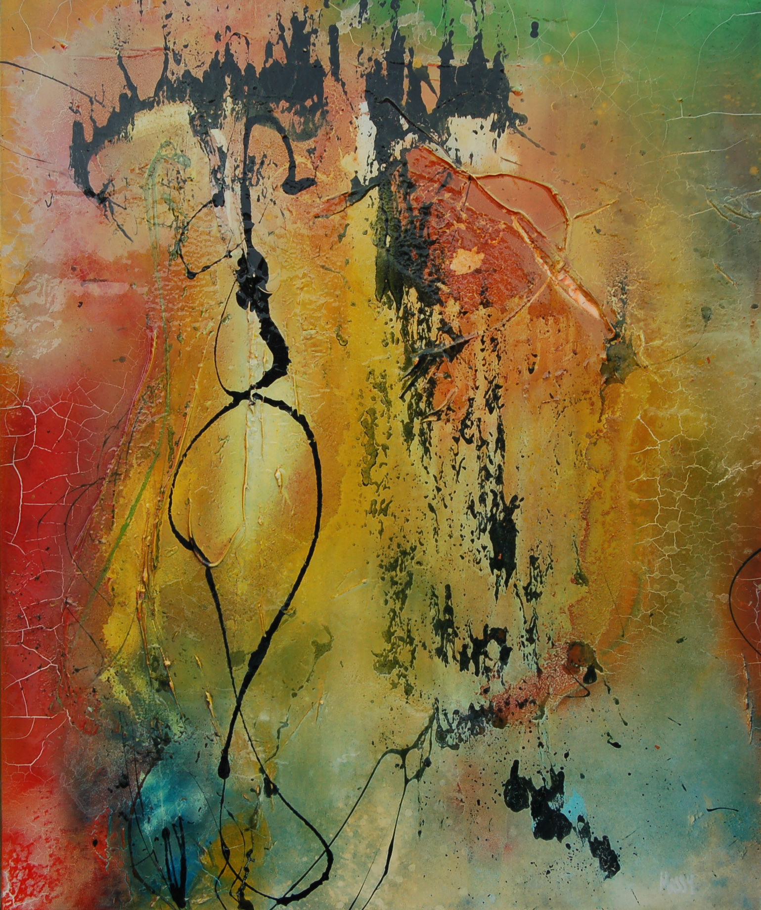 Dipped In Golden Dreams - 48"x40" - Mixed media on canvas