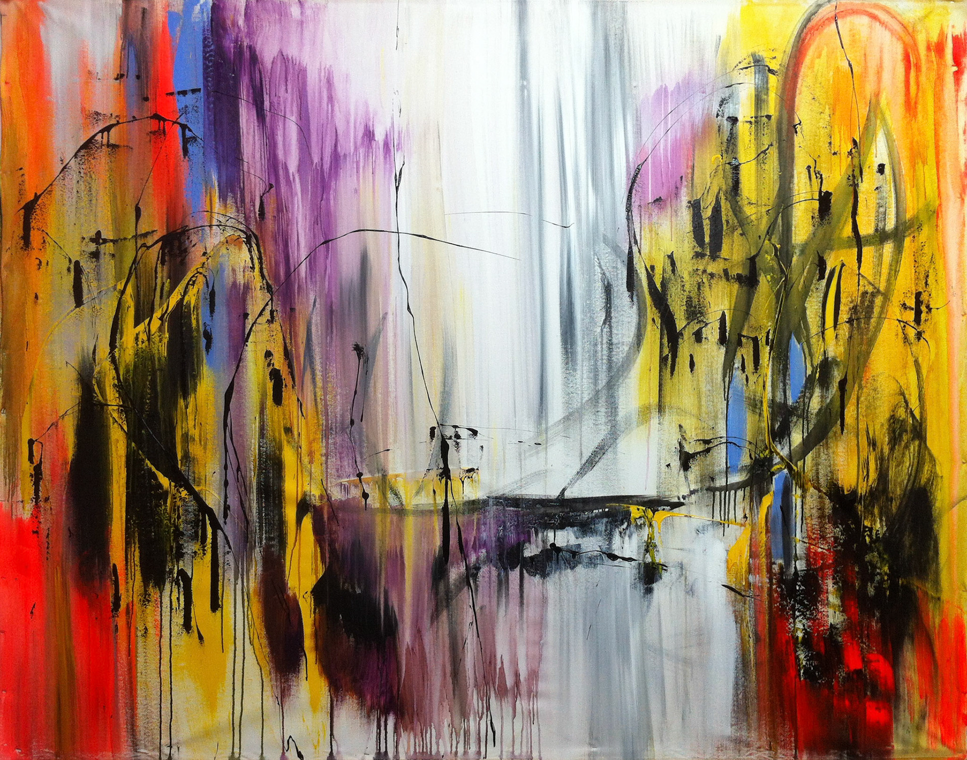 One last bridge , The Pursuit of Happiness - 75"x59" - Acrylic on canvas