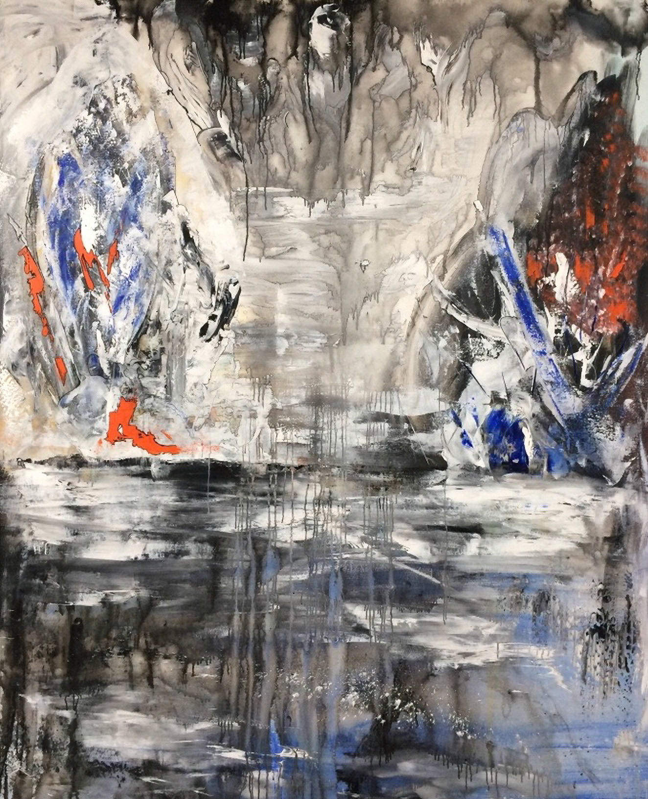 Water under the bridge - 73"x59" - Mixed media on canvas