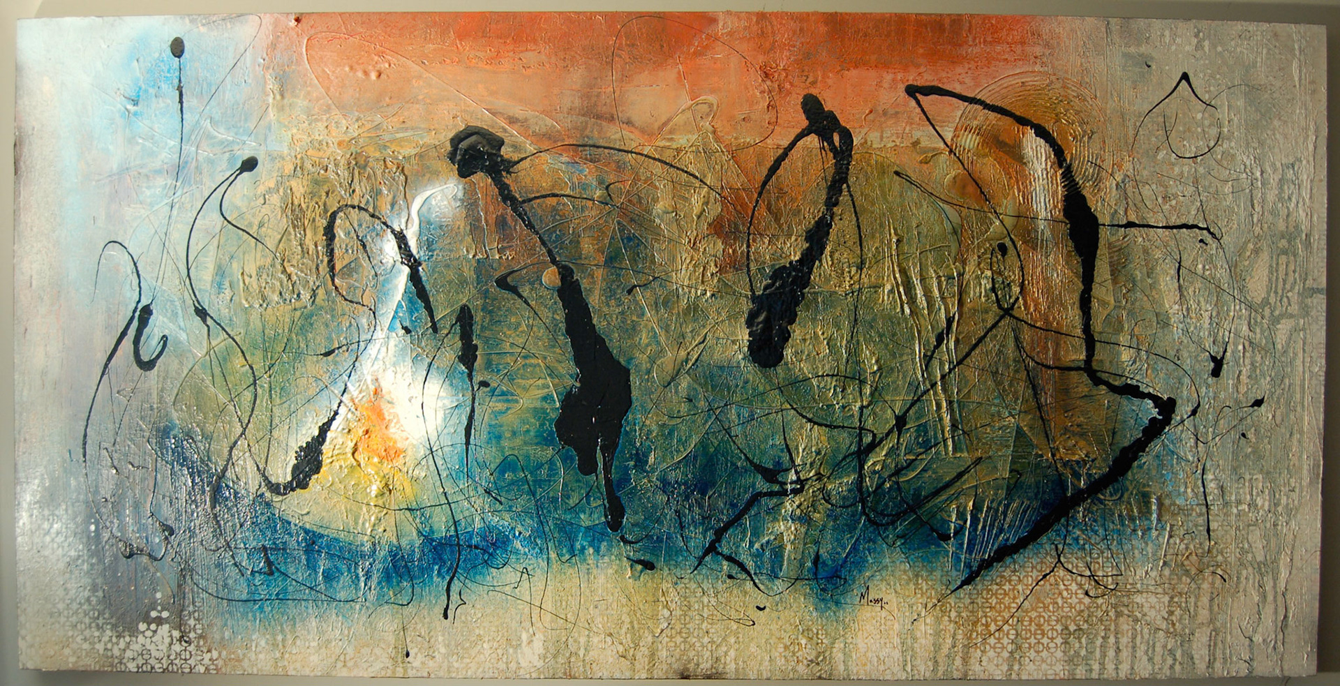 Creatures of The Wind - 48"x96" - Mixed media on canvas