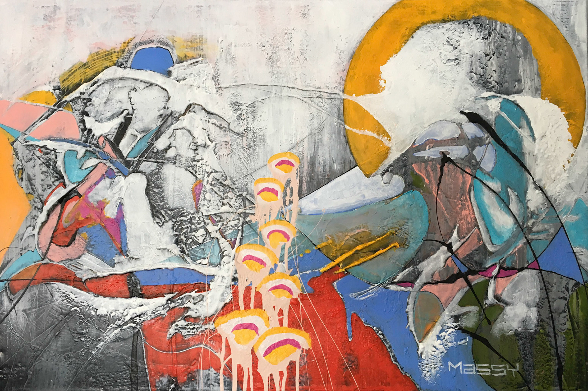 Pleasantly lost in thought - 30"x36" - Mixed media on canvas