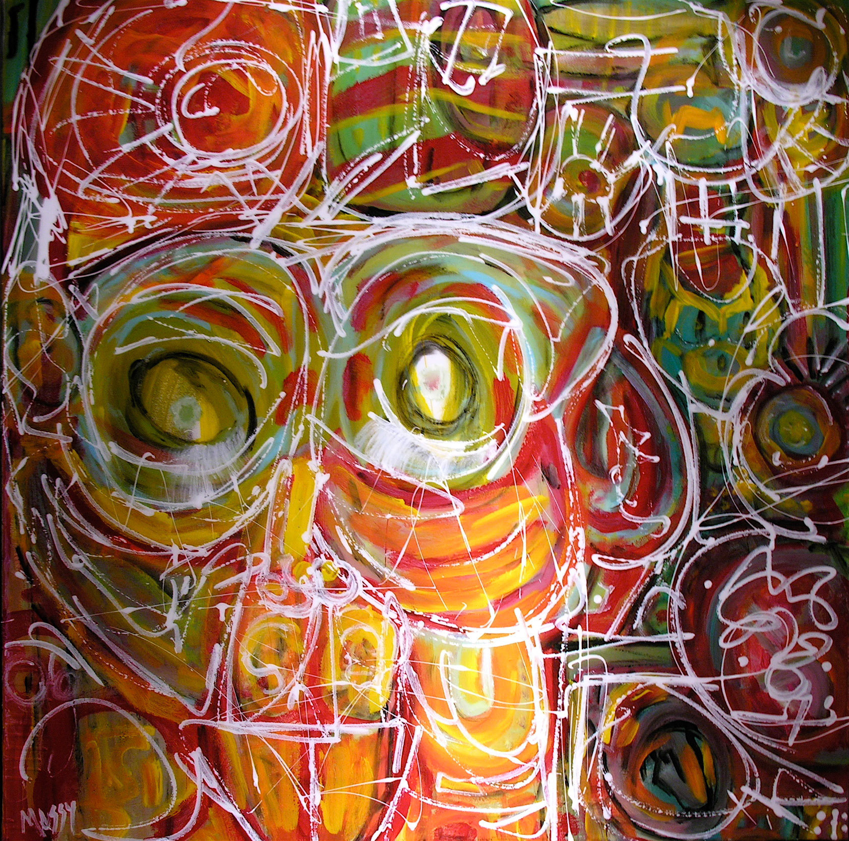 Calypso Night - 36"x36" - Mixed media on canvas + Resin