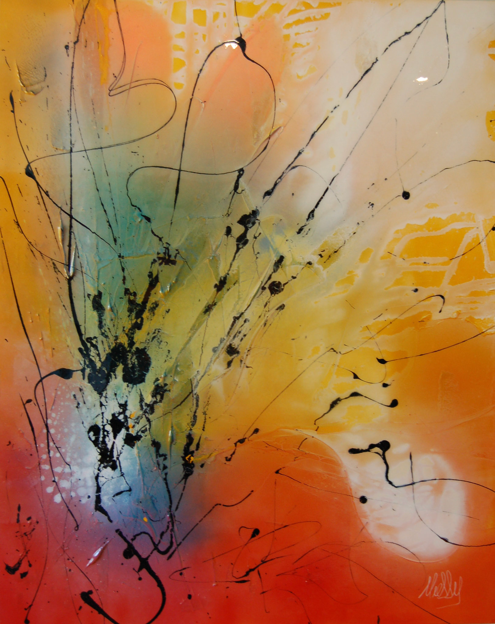 Life is one big road with lot's of signs - 60"x48" - Mixed Media on canvas