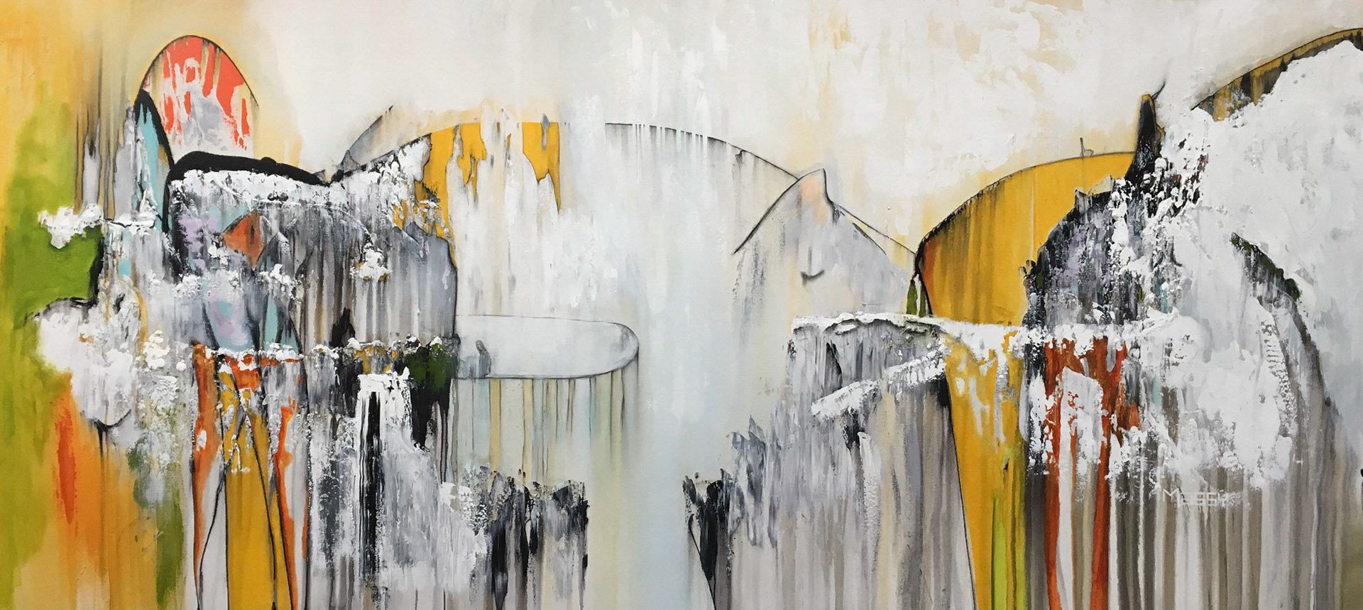 Opening the doors to the invisible - 50"x128" (Diptych) - Mixed media on canvas