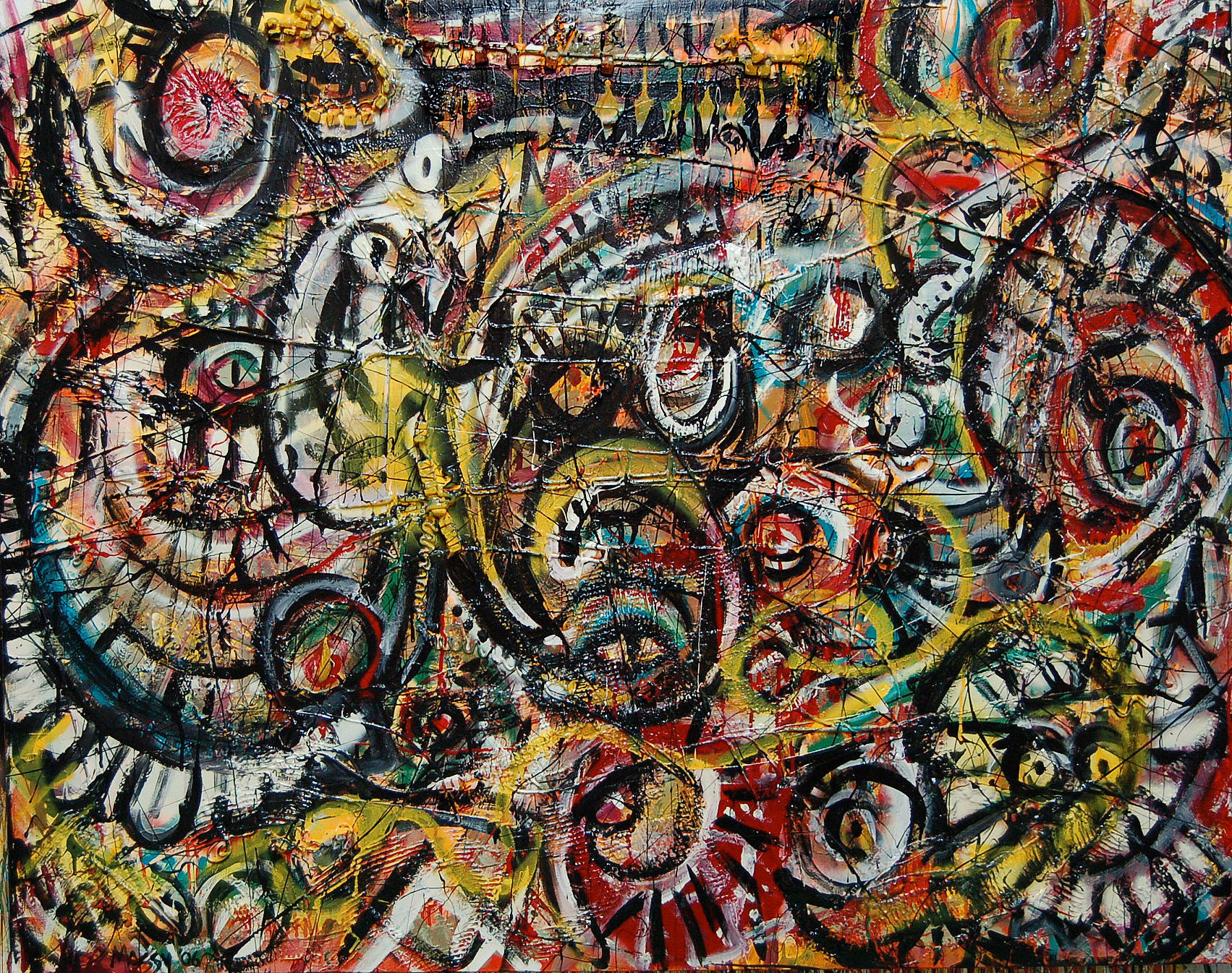 Among Myselves: Grapefruit Moon - 48"x60" - Mixed media on canvas
