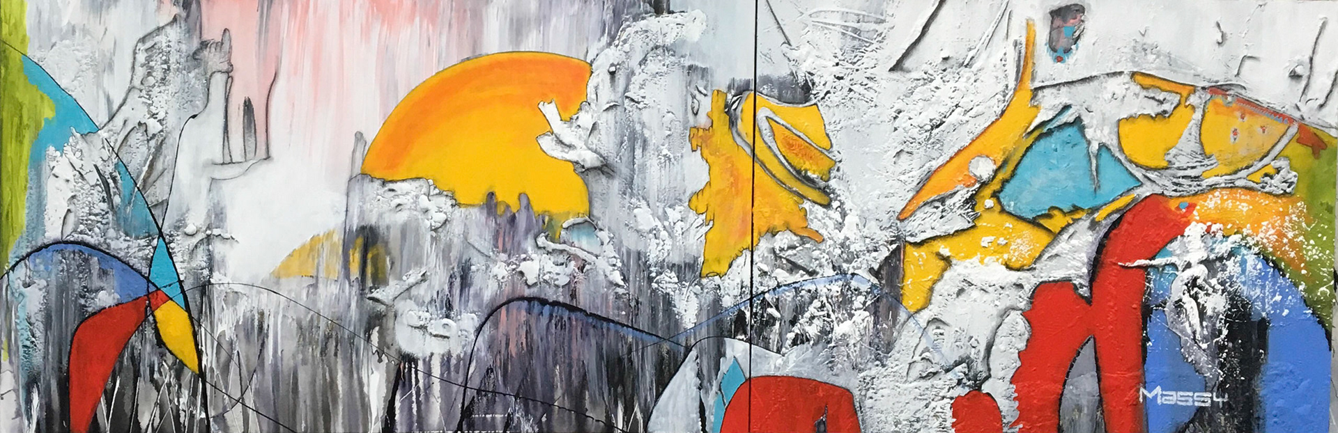 I would go anywhere you go -36"x108" (Diptych) - Mixed media on canvas