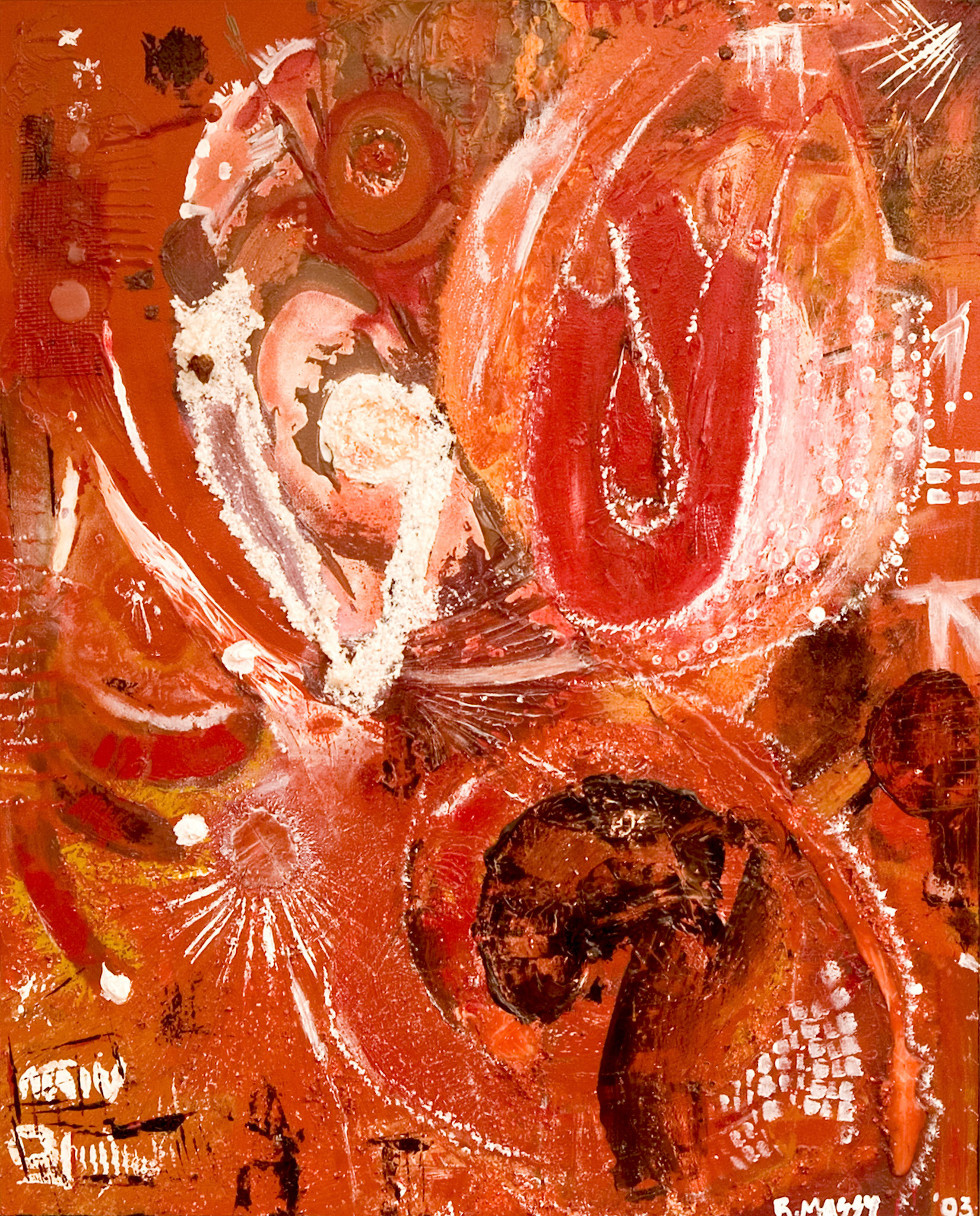 Mes Éléphants Danses Sous Une Pluie D'Étoile -  40"x30" - Mixed media on canvas