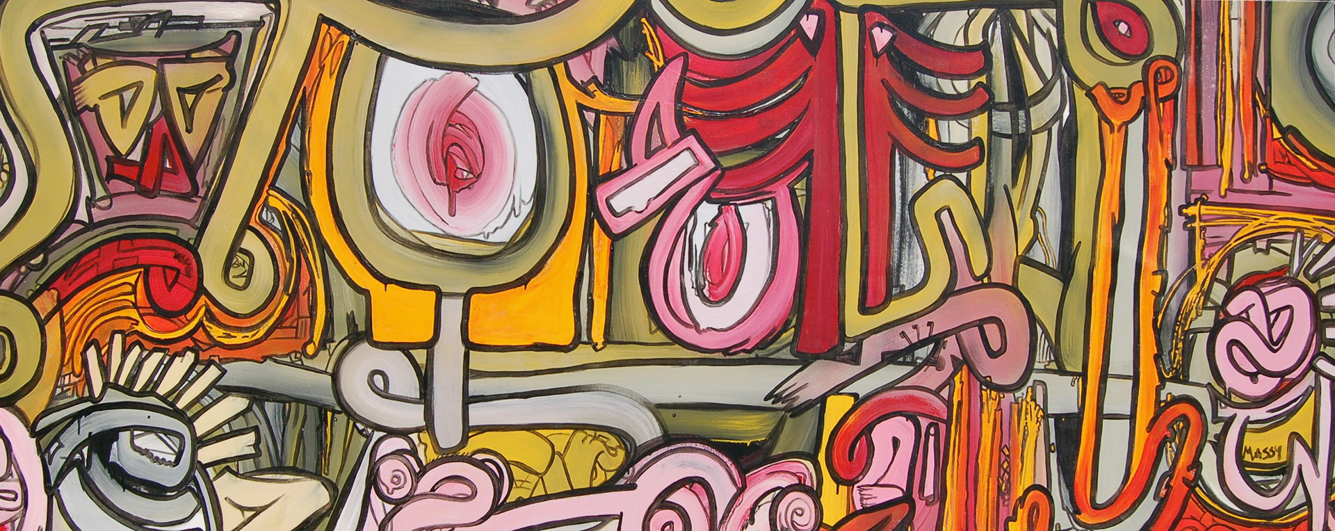 Saturn Street Scene - 50"x125" - Mixed Media on canvas