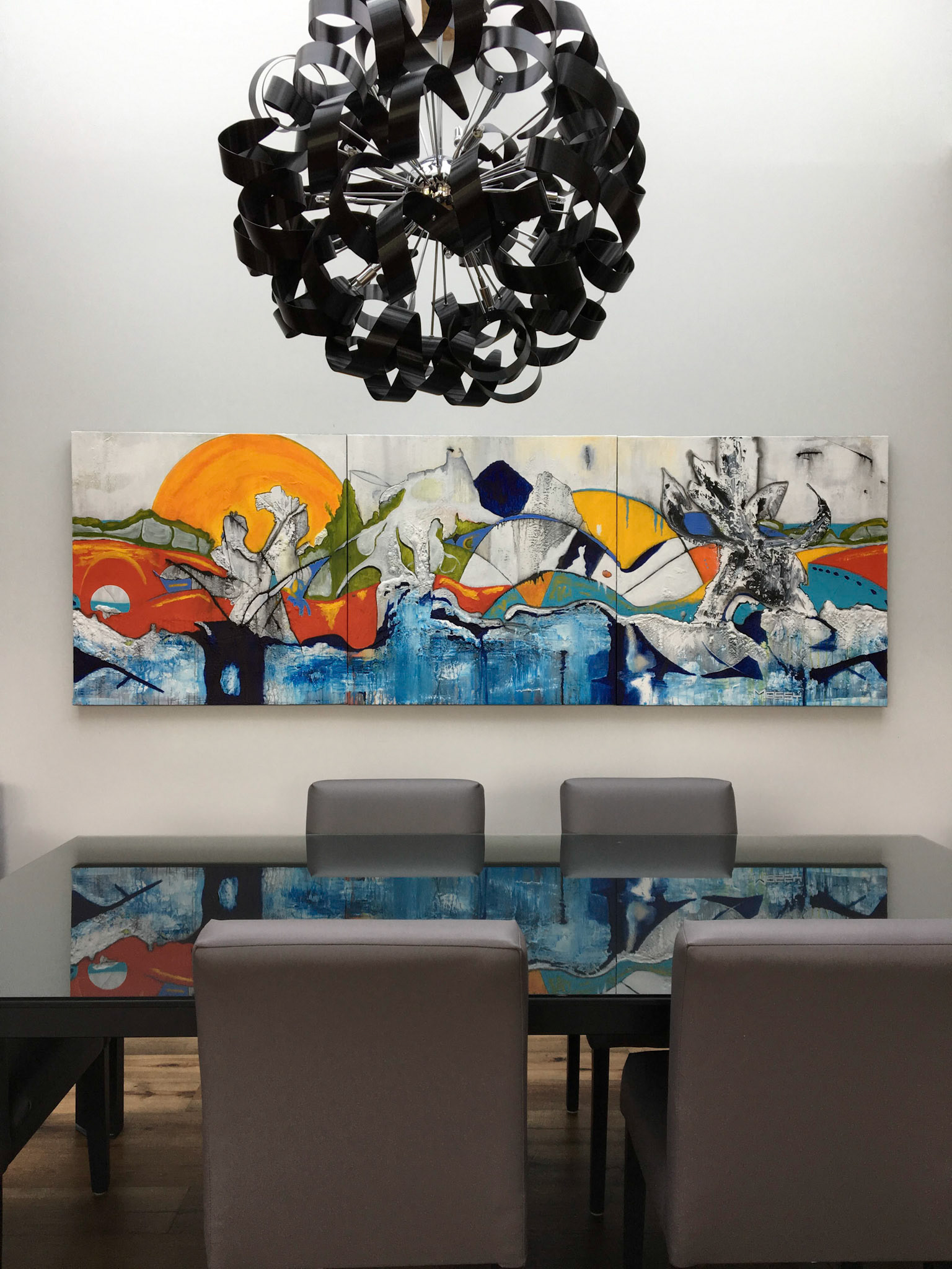 The Magnificence of 3-6-9 (Frequency, Vibration and Energy) - 36"x108" (Triptych) - Mixed media on canvas